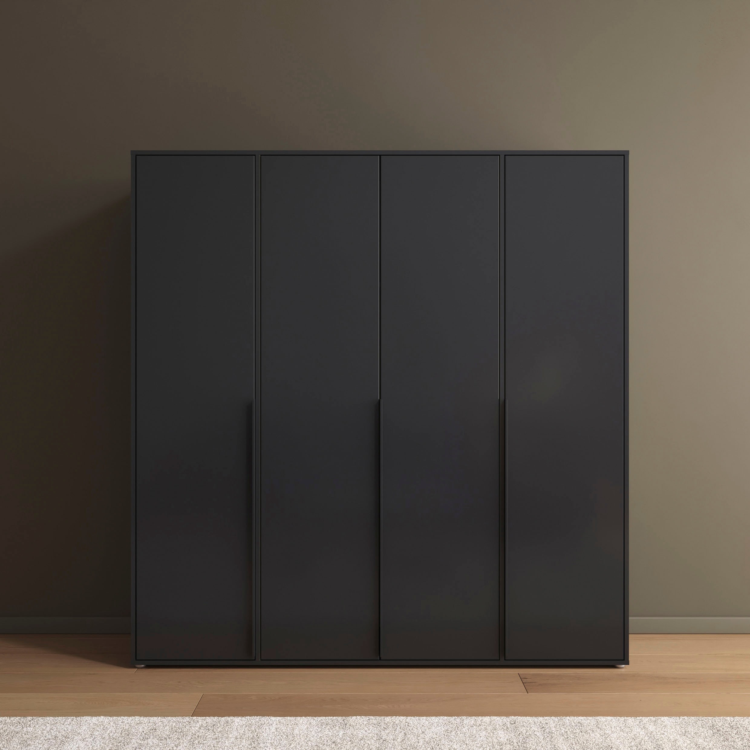 rauch Drehtürenschrank "Kleiderschrank Schrank Garderobe Wäscheschrank NAGATA viel Stauraum" in 3 verschiedenen Ausstattungen BASIC/CLASSIC/PREMIUM, mit modernen Stangengriffen in Graumetallic TOPSELLER MADE IN GERMANY