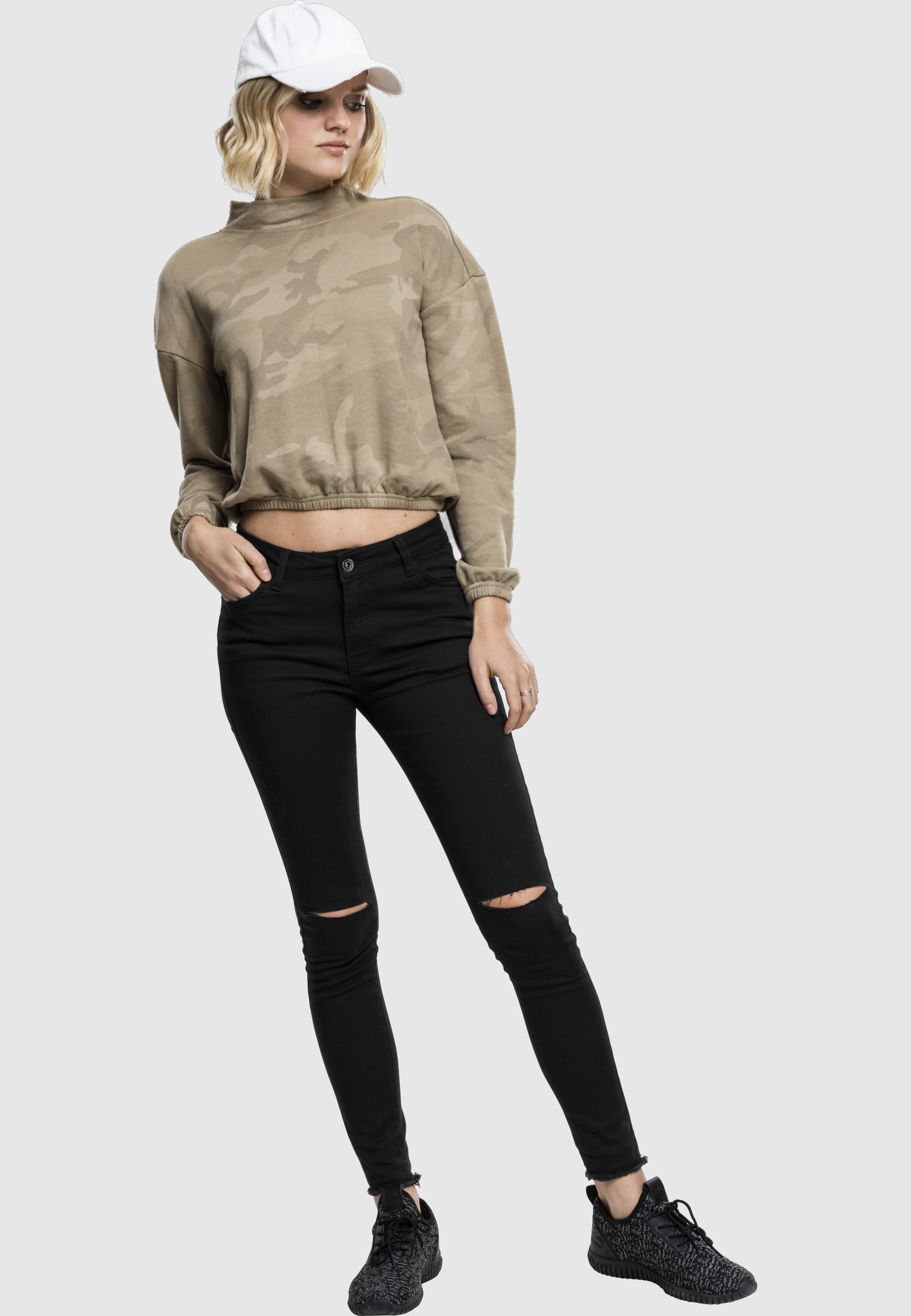 URBAN CLASSICS Sweatshirt »Urban Classics Damen Ladies Camo Turtleneck Crew«, 1 Stk.
