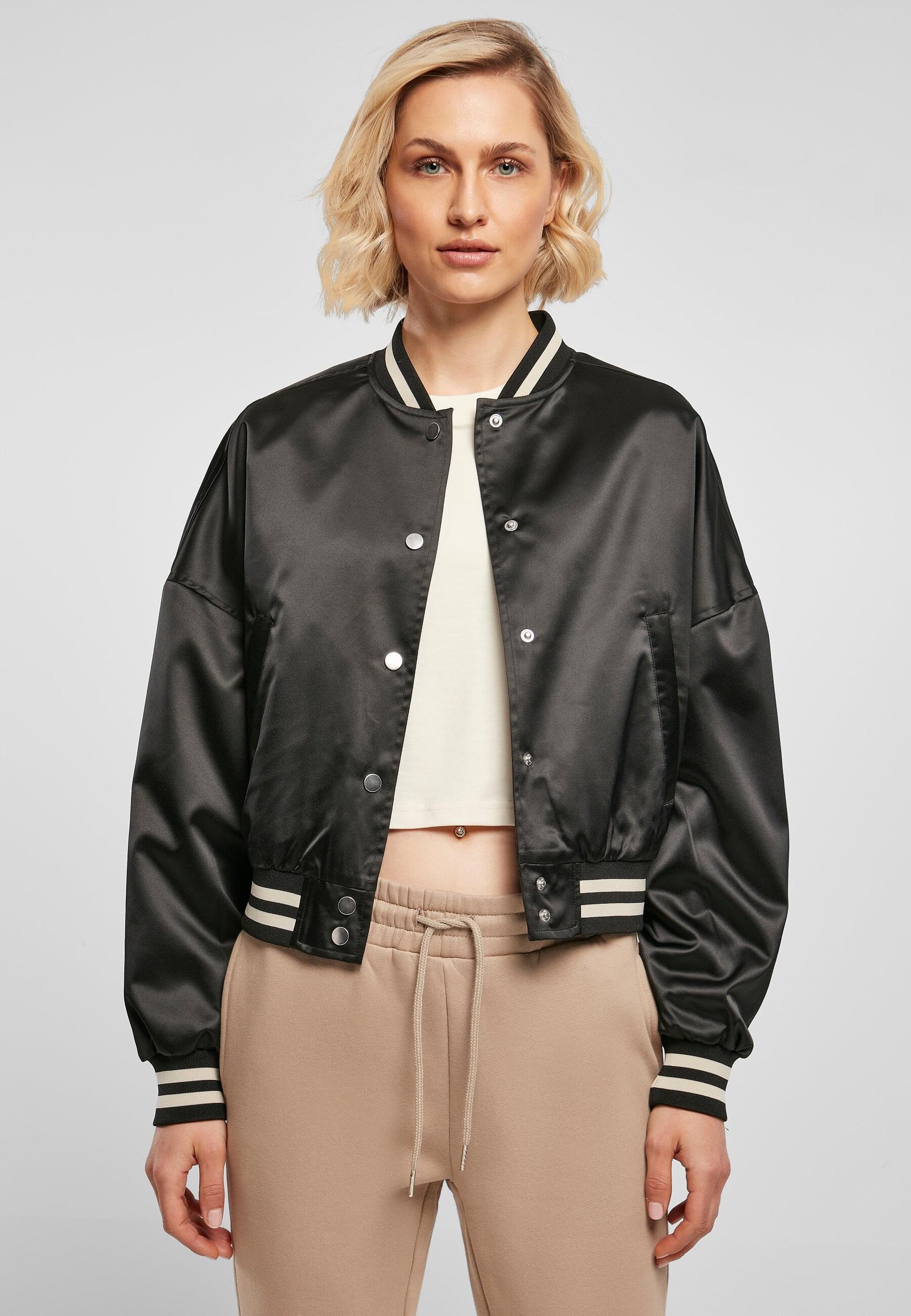 URBAN CLASSICS Collegejacke »Urban Classics Damen Ladies Short Oversized Satin College Jacket«, (1 St.), ohne Kapuze