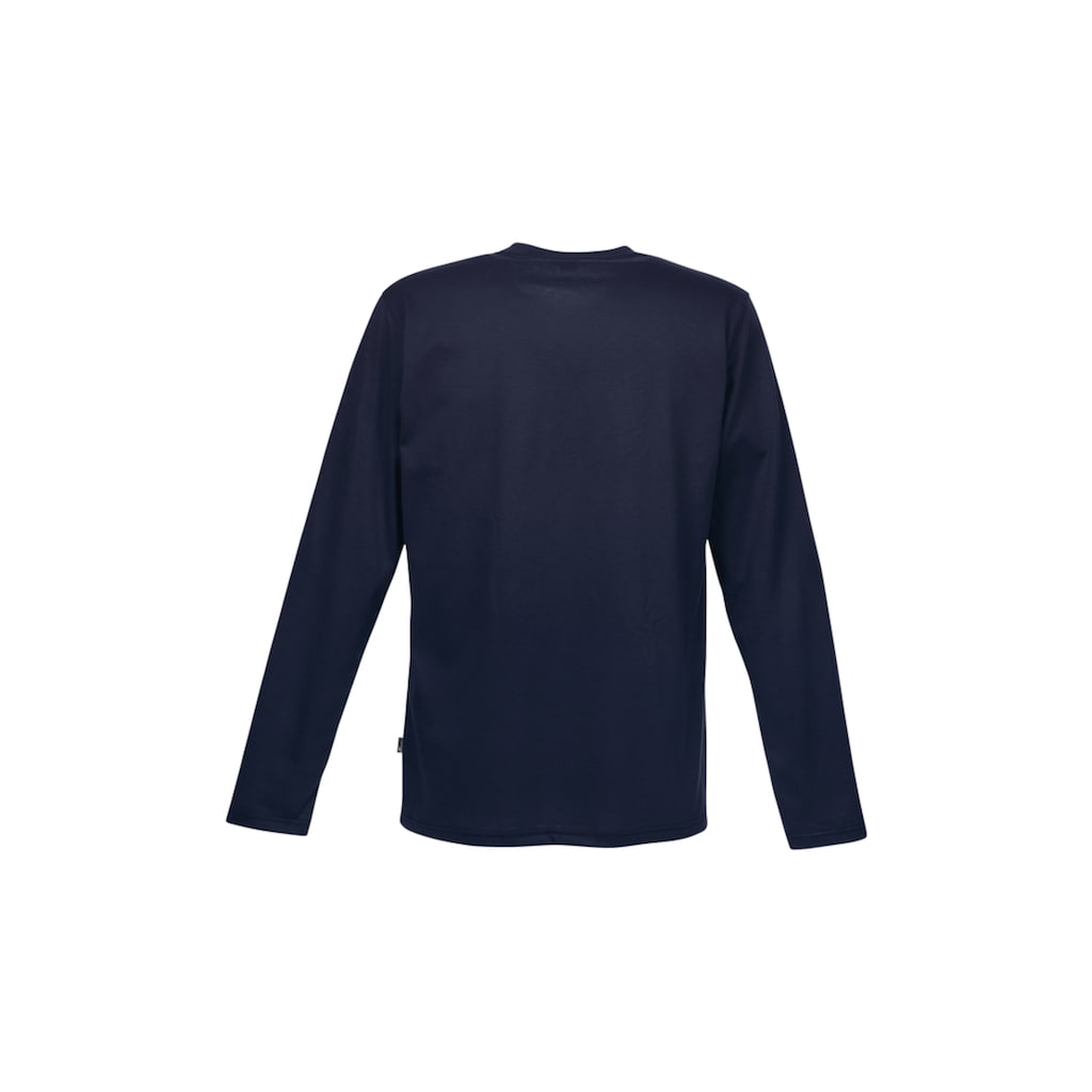 Herrenmode Shirts Trigema Langarmshirt aus 100% Baumwolle navy
