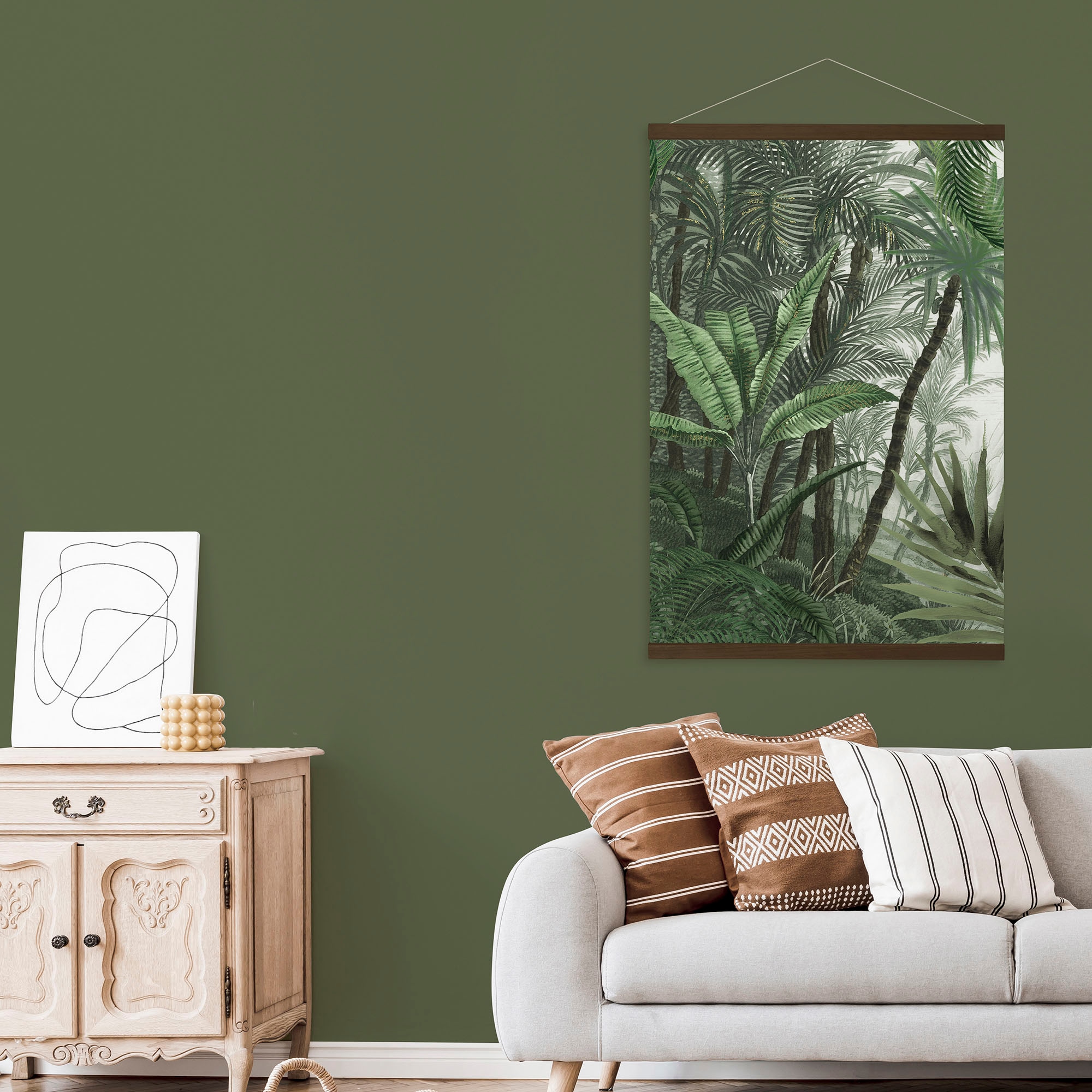 Leinwandbild »Jungle Landschaft Grun«, (1 St.), Luxus Kakemono Leinen Wandposter 100x70cm