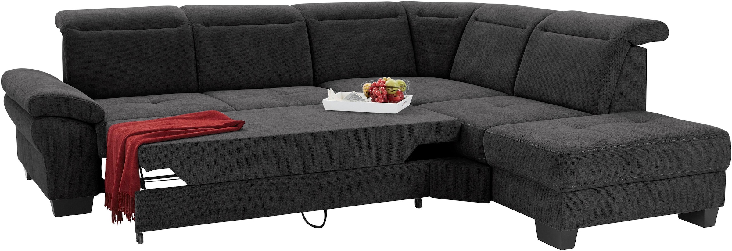 Places of Style Ecksofa »Cornwall L-Form«, incl. Sitztiefenverstellung, mit Bettfunktion und Kopfteilverstellung