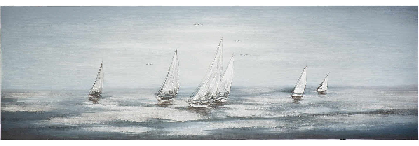 GILDE Holzbild »Bild rechteckig Silver Regatta« Strandbilder 1 Stk. tlg.