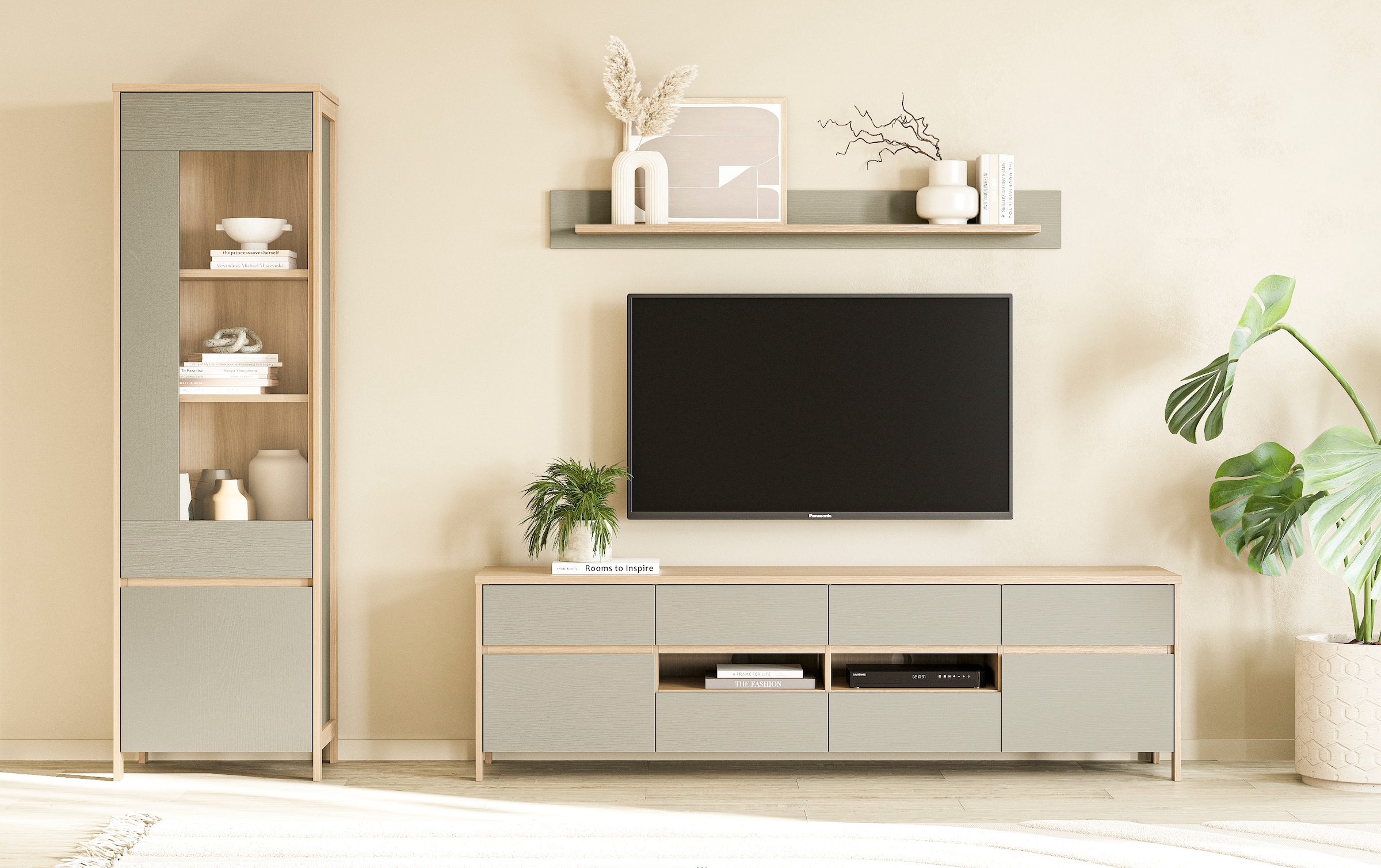 Home affaire Wohnwand "Stranda, moderne Anbauwand, Komplettset im Scandi-St günstig online kaufen