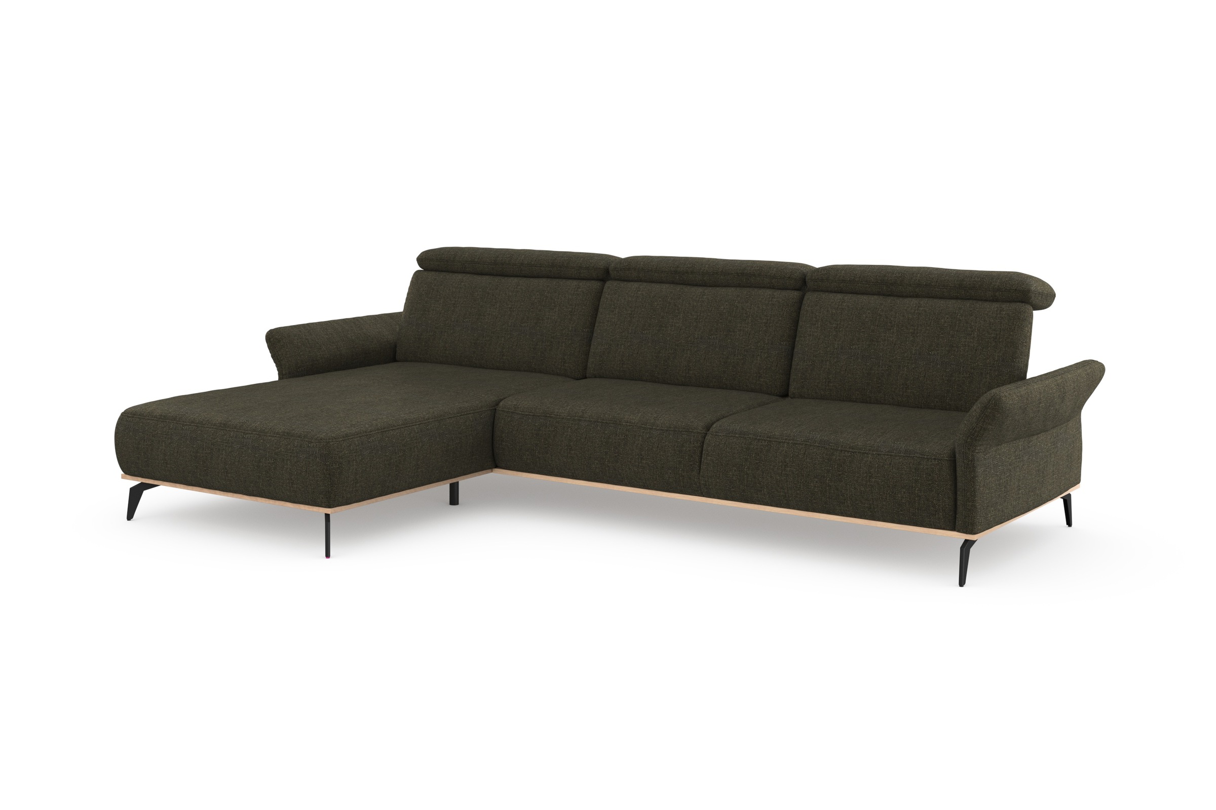 Places of Style Ecksofa »Fjord L-Form«, massiv, wahlweise mit Armlehnfunktion, Kopf- Sitztiefenverstellung