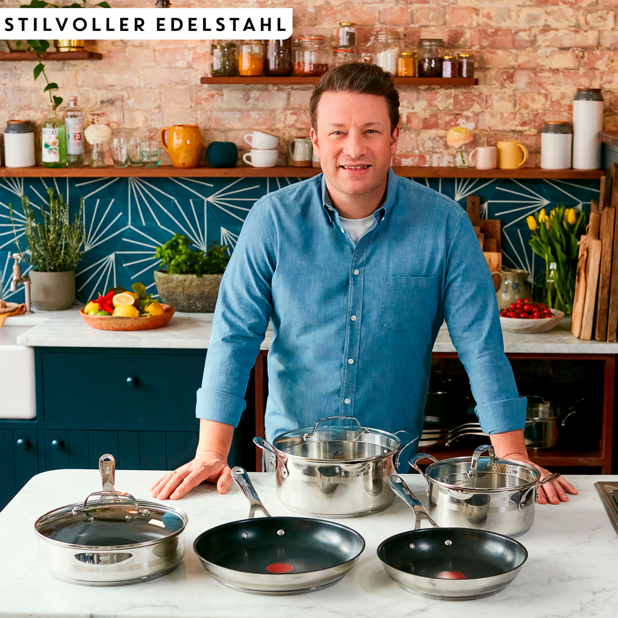 Tefal Wok »Jamie Oliver E31019 Cook Smart«, Edelstahl, Antihaftversiegelung, Thermo-Signal, Induktion, Ø 28 cm