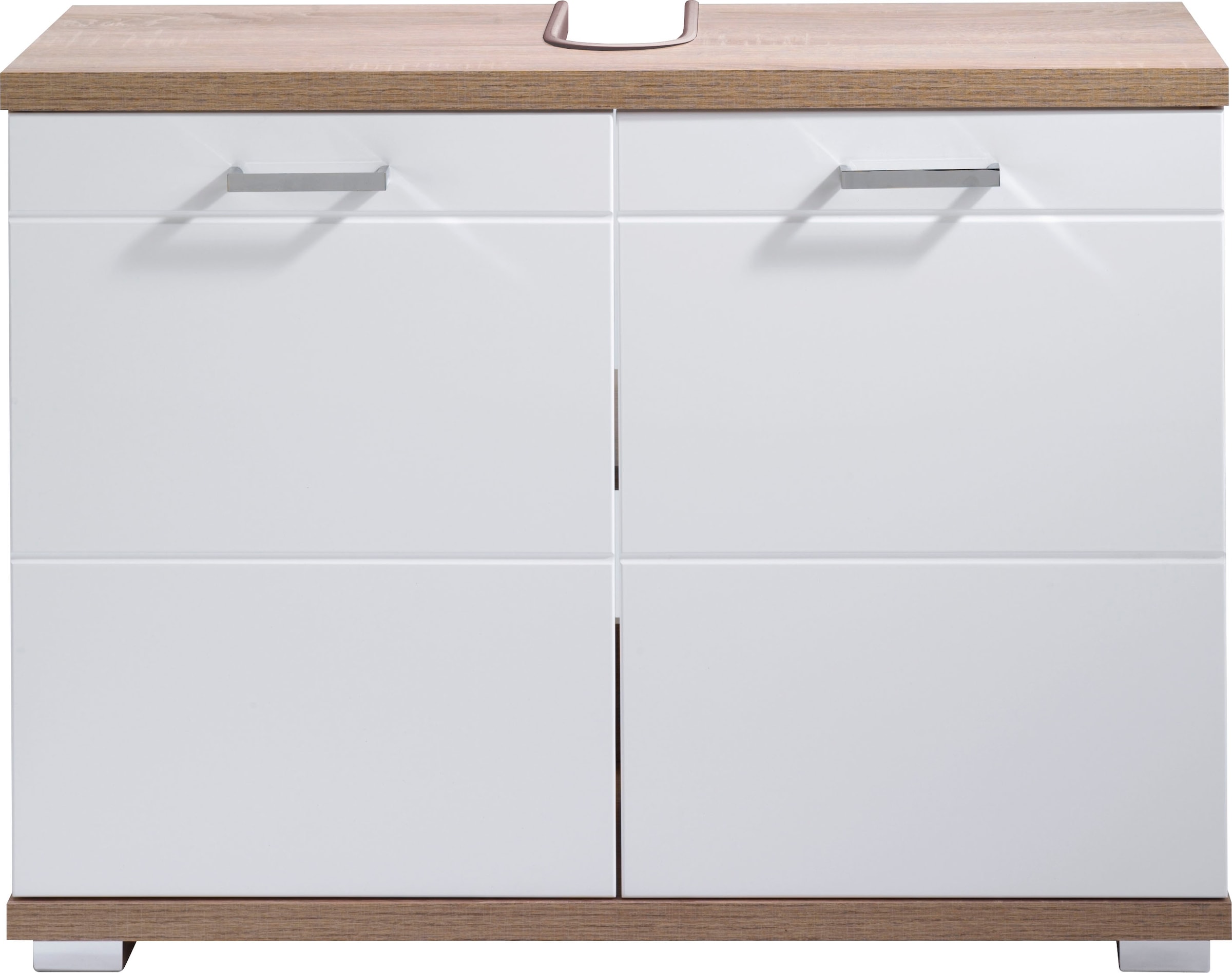byLIVING Waschbeckenunterschrank »Nebraska«, Breite 80 cm, Badezimmerschrank, MDF-Fronten in Hochglanz-Optik