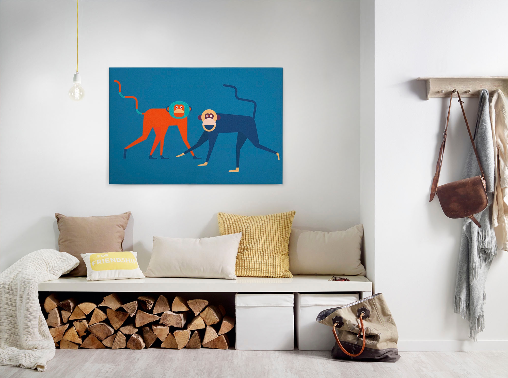 Leinwandbild »monkey business«, Tiere, (1 St.), Keilrahmen Bild Kunst Affen Bunt