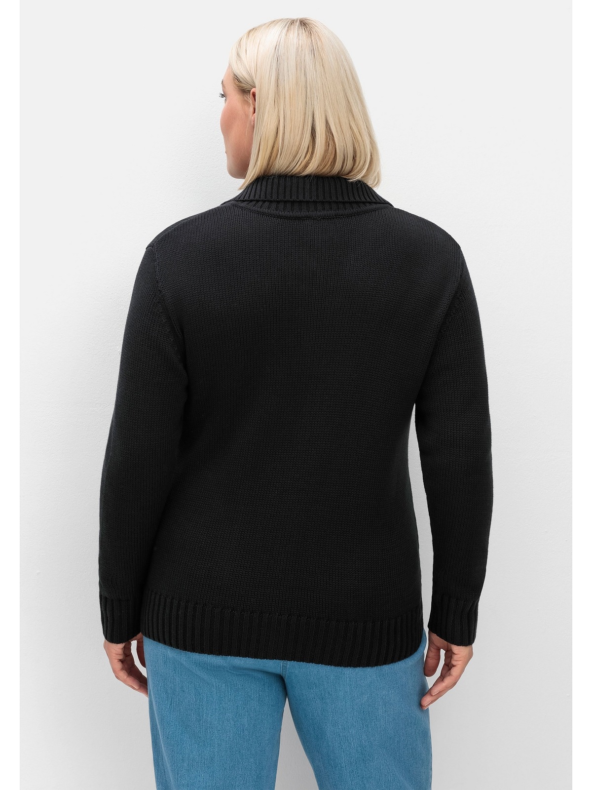 Sheego Strickjacke »Große Größen«, mit Troyerkragen und 2-Wege-Zipper