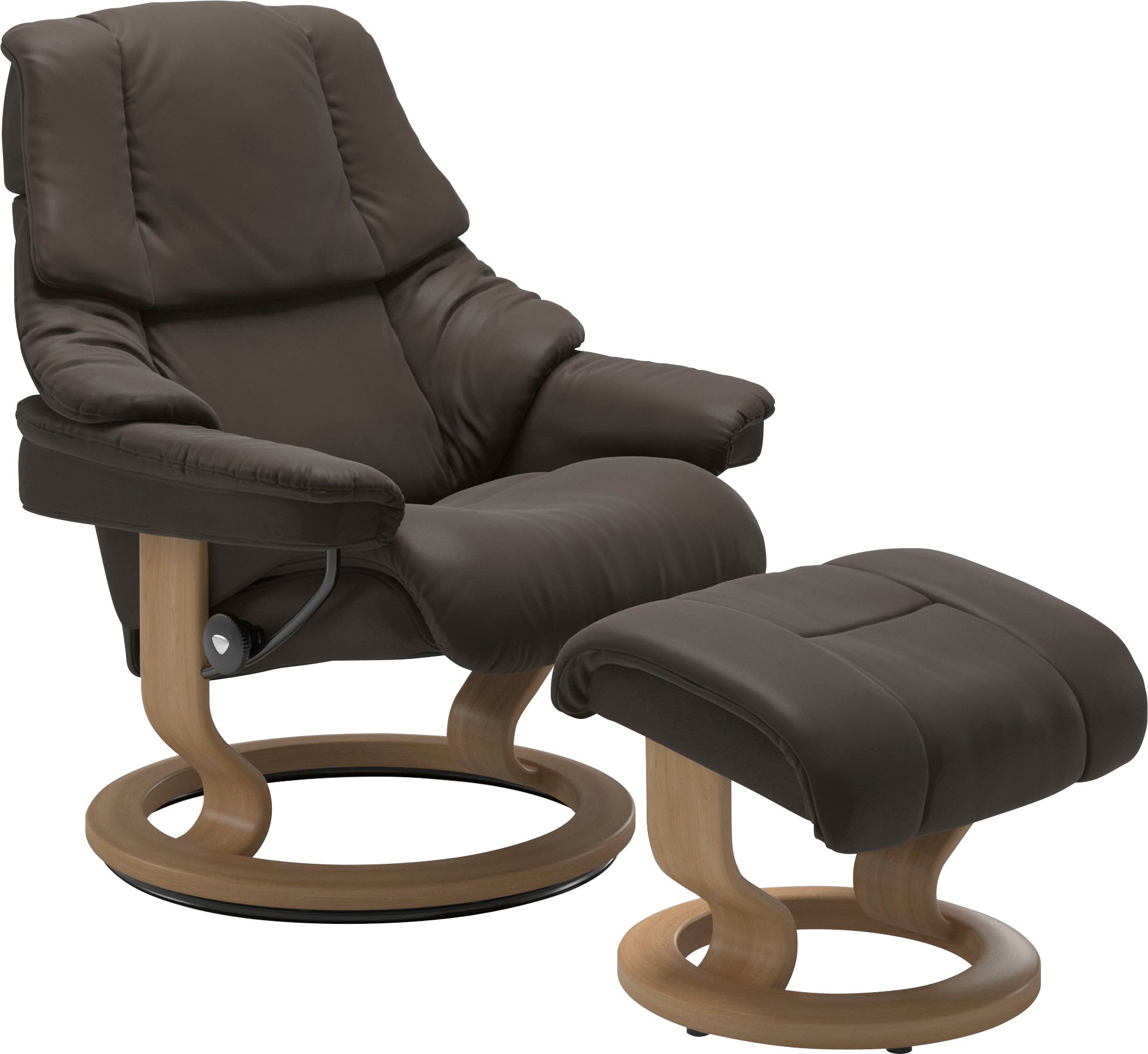 Stressless® Relaxsessel »Reno«, (Set, Relaxsessel mit Hocker), mit Hocker, mit Classic Base, Größe S, M & L, Gestell Eiche