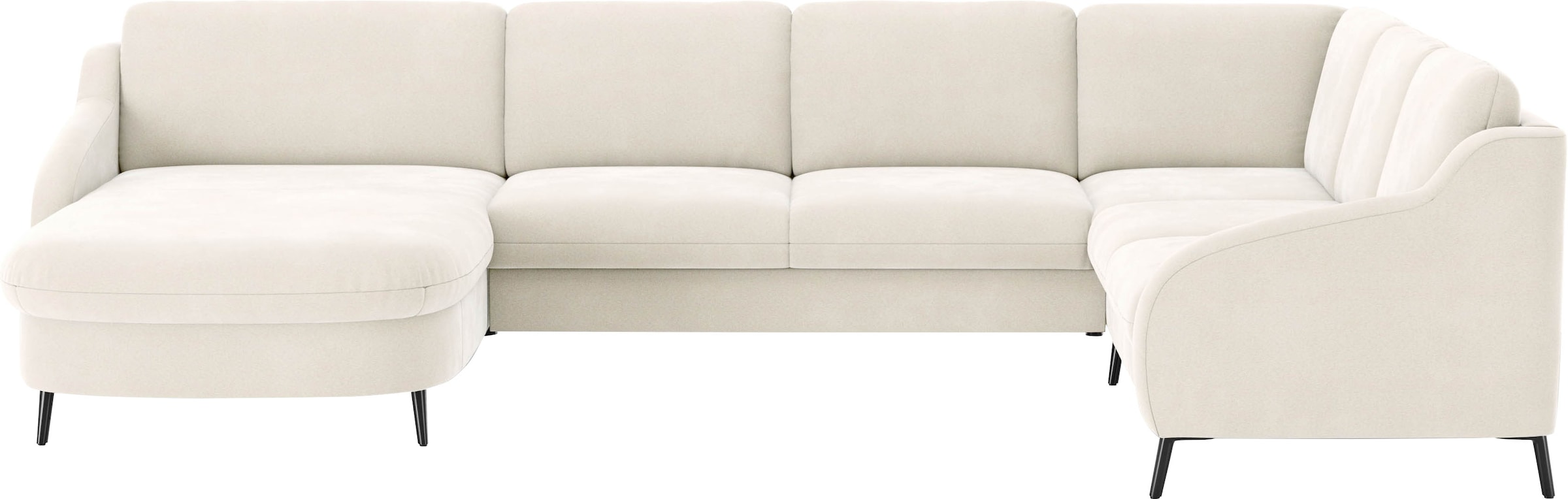 Wohnlandschaft SIT & MORE "Soul U-Form", beige (elfenbein), B:356cm H:90cm T:227cm, 100% Polyester, Sofas, Wohnlandschaft, wahlweise mit Bettfunktion und Bettkasten oder Schubkasten