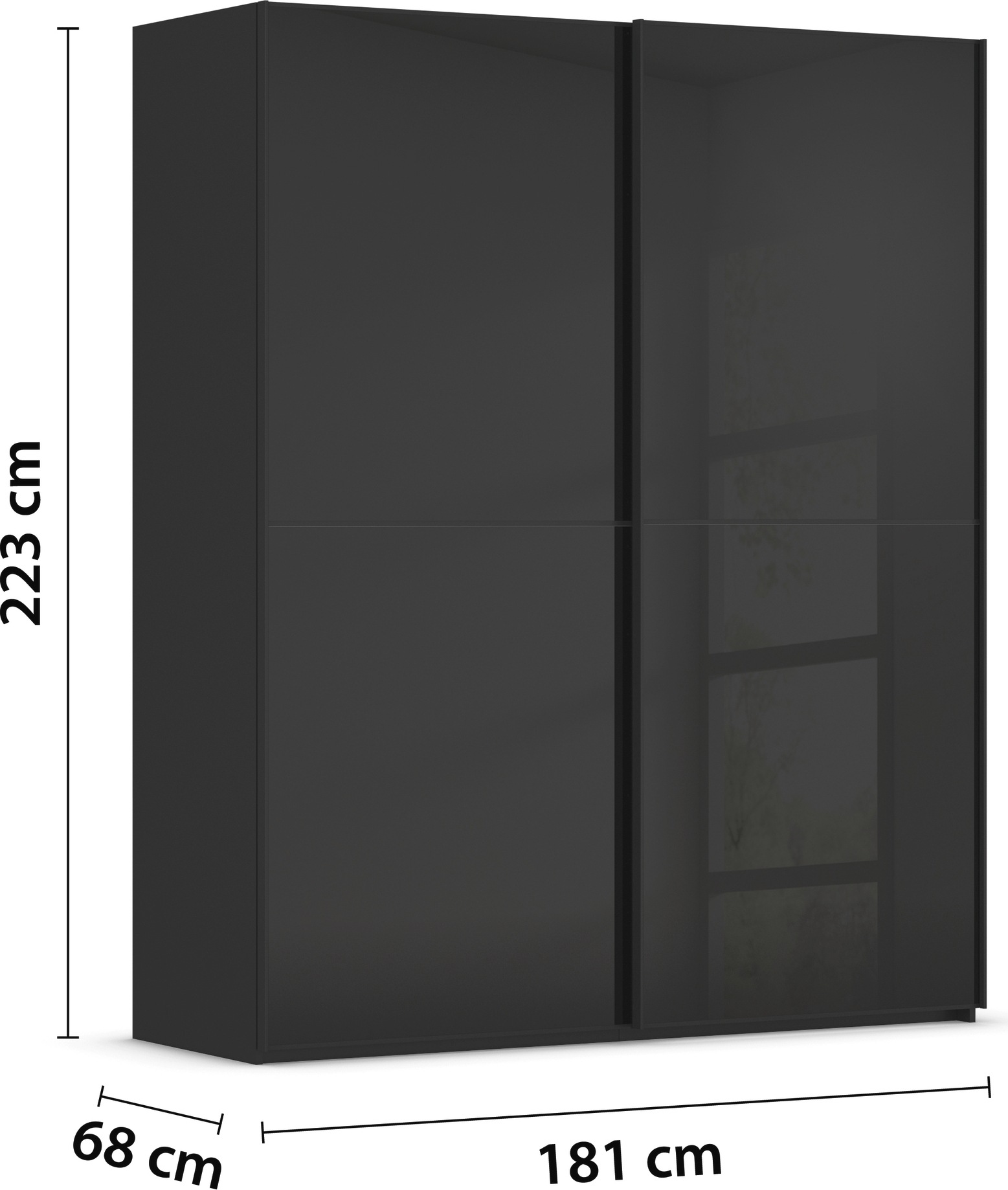 rauch Schwebetürenschrank »Kleiderschrank Schrank Garderobe Schlafzimmerschrank SCALE-DUO«, edle zweigeteilte Türen Glas-Front mit 3 Zierleisten MADE IN GERMANY