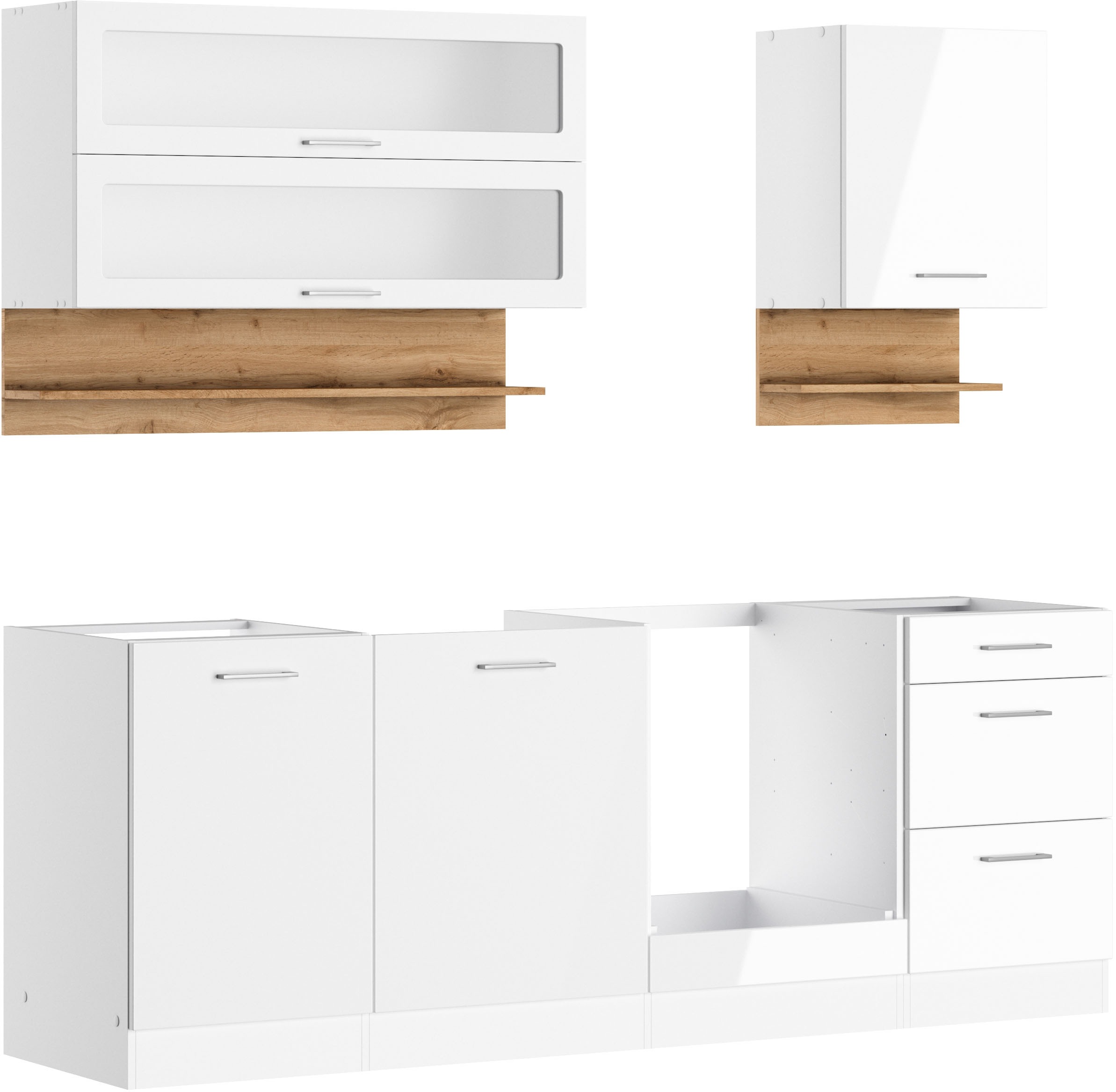 KOCHSTATION Küchenzeile "KS-Milan", 220 cm breit, robuste Metallauszüge, vi günstig online kaufen