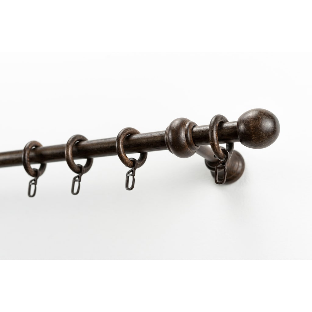 GARESA Gardinenstange »BAROCK«, 1 läufig-läufig, Wunschmaßlänge, Vorhanggarnitur, reine Holzgarnitur, verlängerbar, mit Ringe