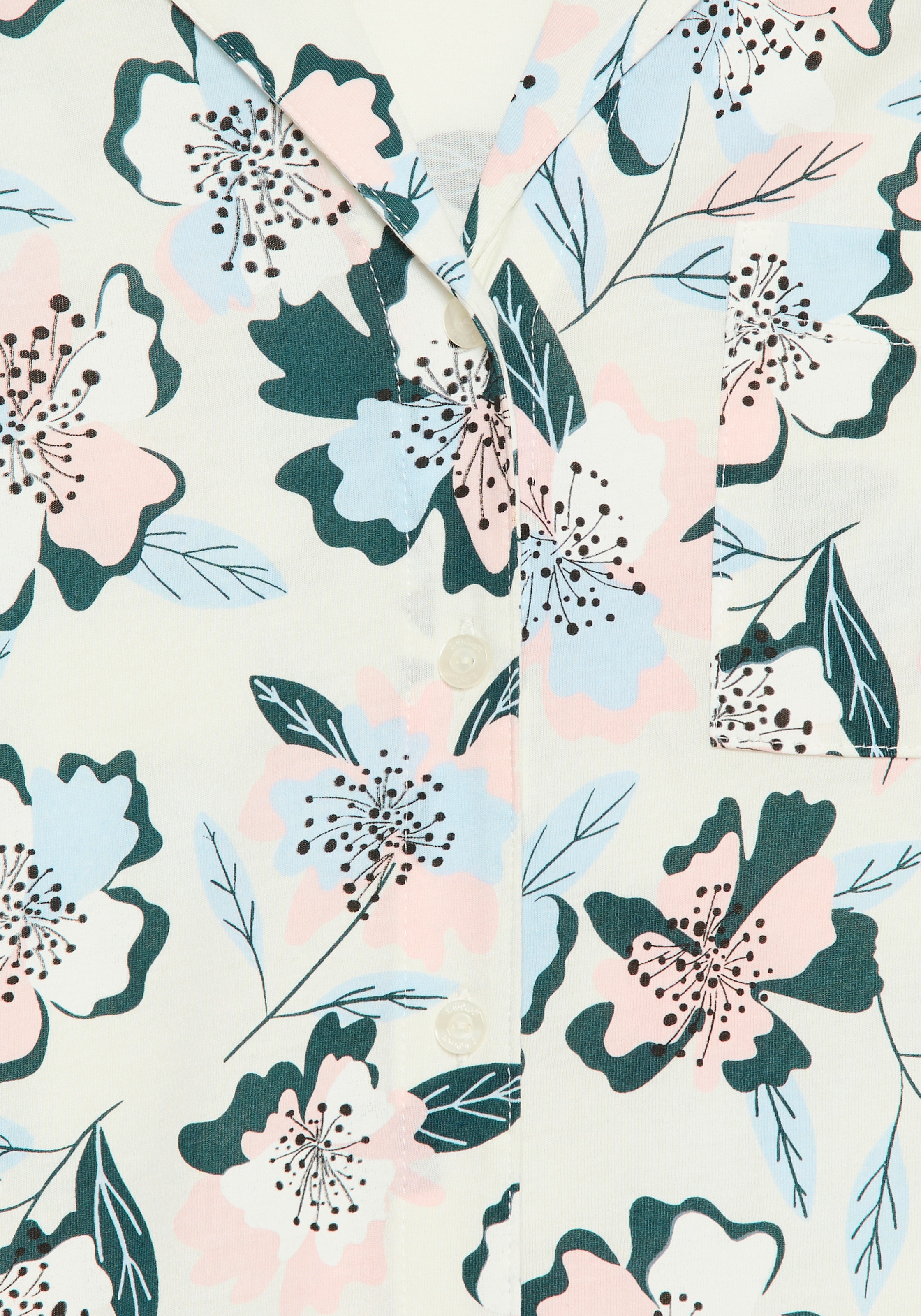 s.Oliver Pyjamaoberteil Schöne Knöpfe mit Logo Druck