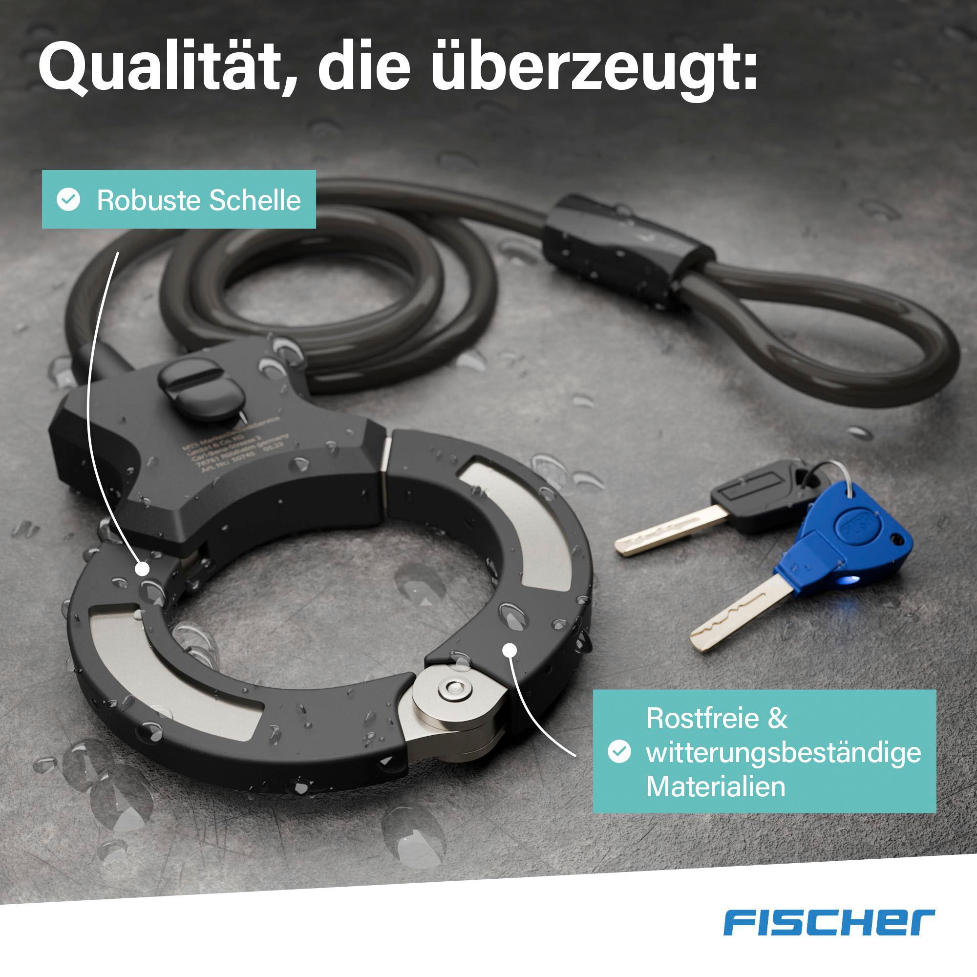 FISCHER Fahrrad Rahmenschloss »Handschellenschloss RK120/10«