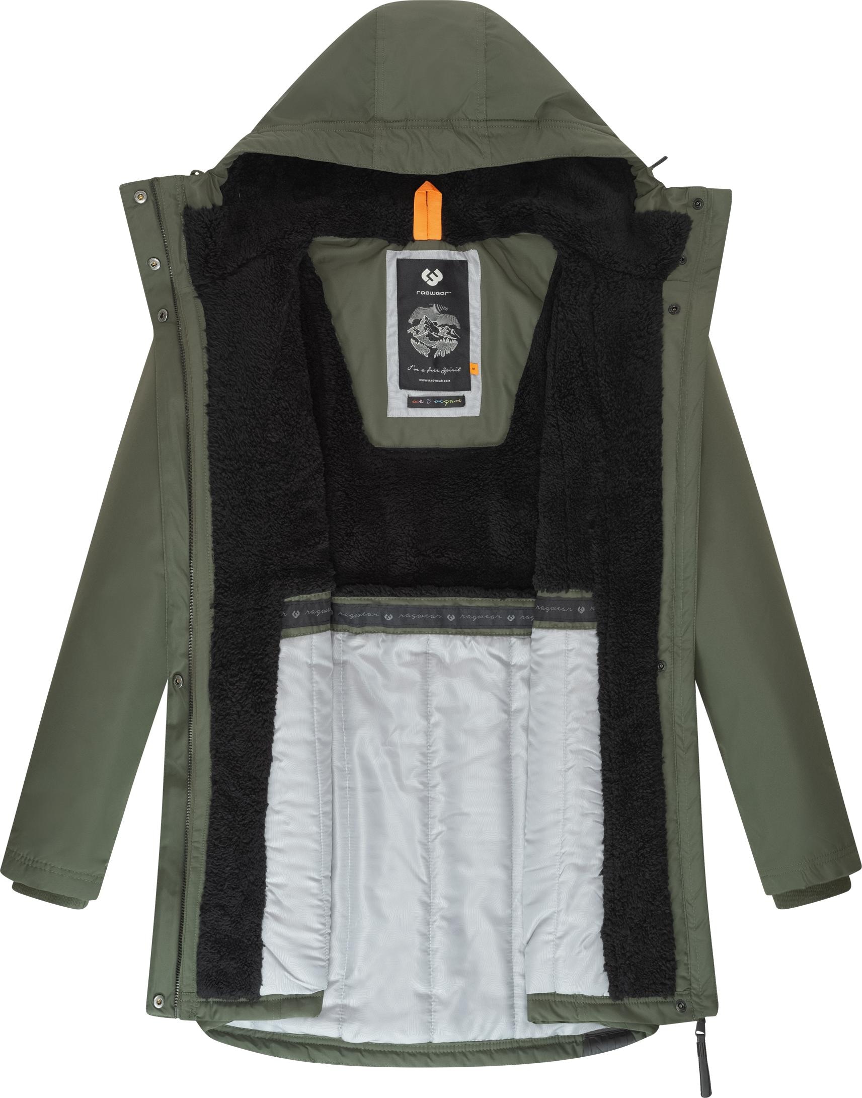 Ragwear Wintermantel »Elsien«, wasserdichter Winterparka mit Teddyfell-Futter