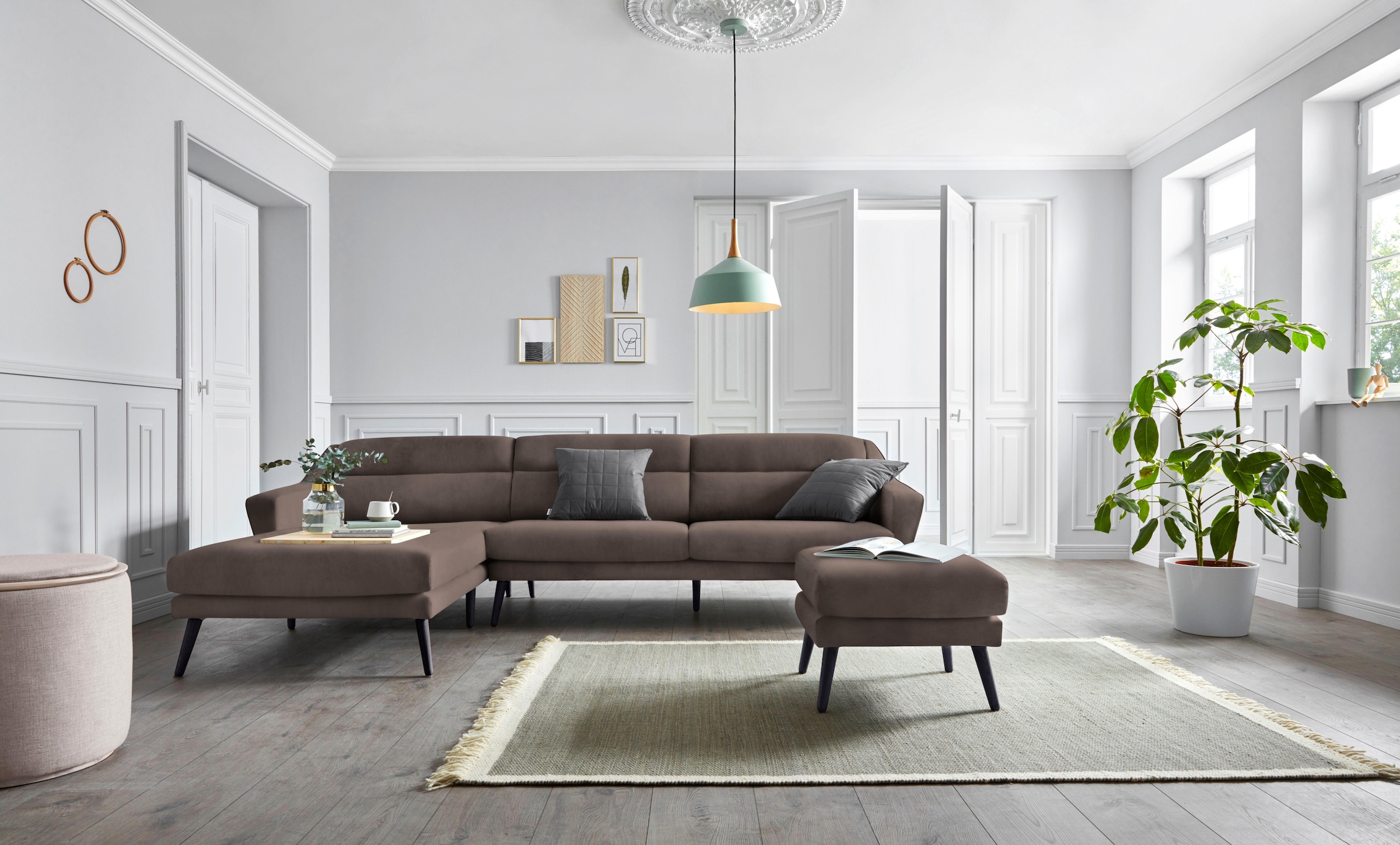 OTTO home Ecksofa "Bille L-Form" mit Naht im Rückenkissen und Beinen aus Ei günstig online kaufen