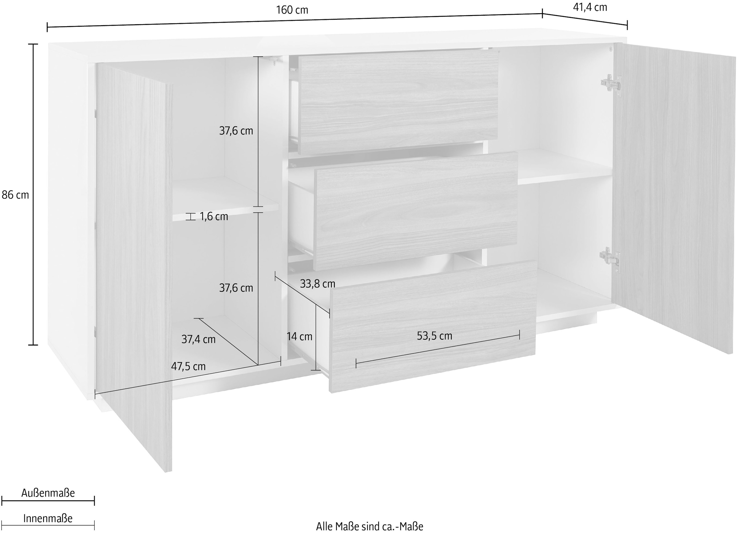 INOSIGN Sideboard »bloom«, Breite ca. 160 cm