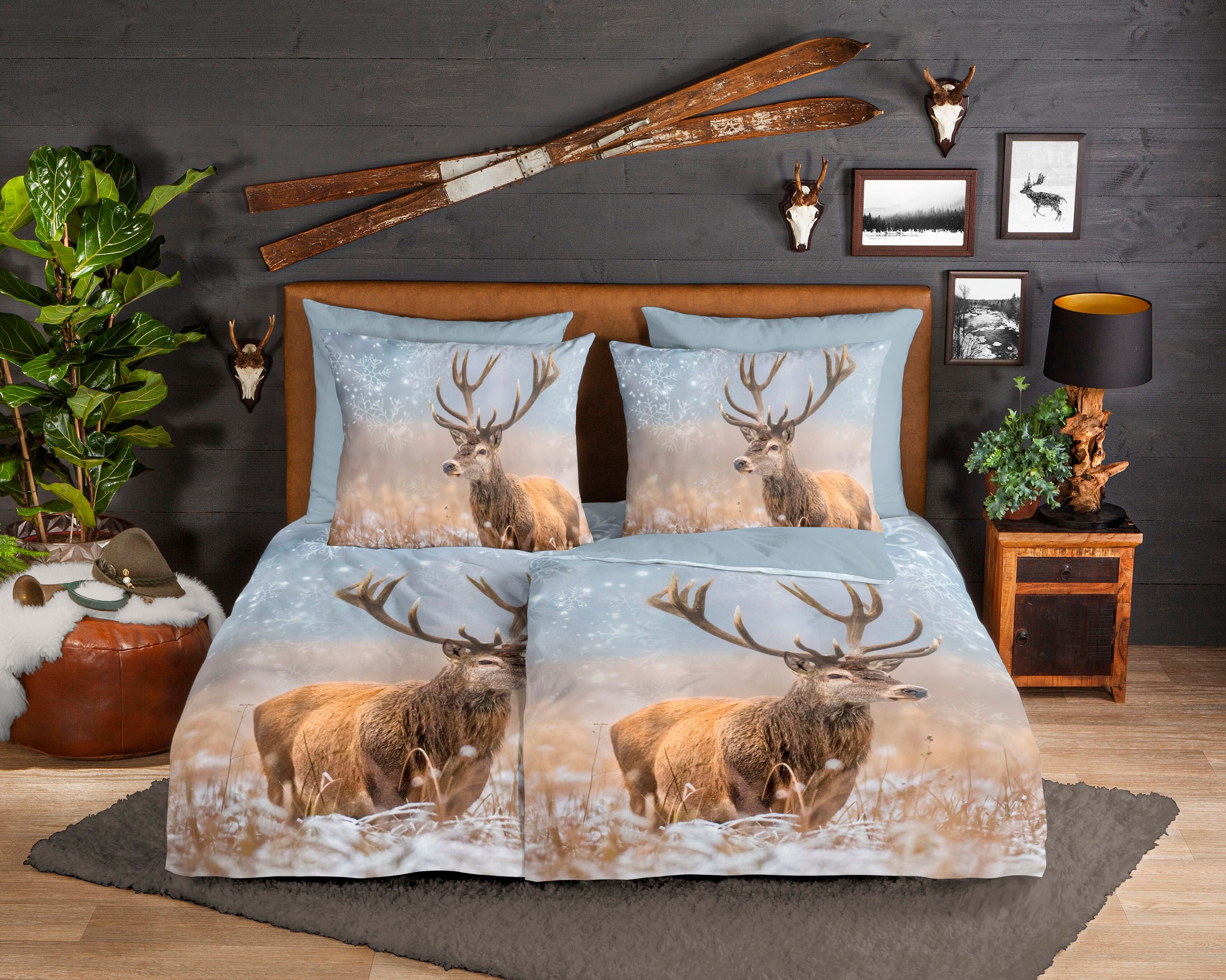 good morning Wendebettwäsche "Jolly" 2 Stk. tlg. Biber, 135x200, Winter, Wa günstig online kaufen