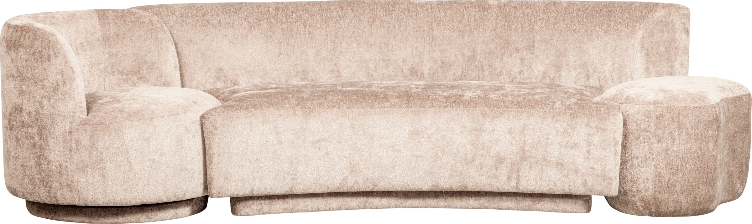 WOOOD Loungesofa »Combi-Popular: Bank + Sessel + Pouf«, Mit grobem Chenille gefüttert, Breite 345 cm