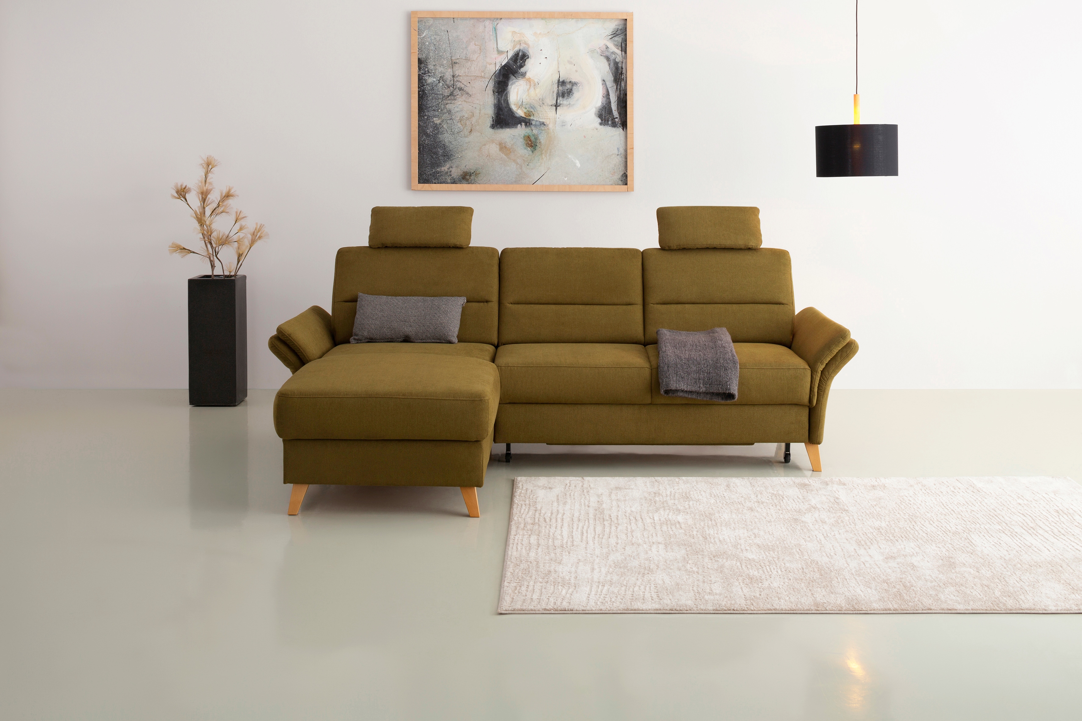 OTTO home Ecksofa "Westerland L-Form" Federkern-Polsterung, wahlweise mit Schlaffunktion, Bettkasten