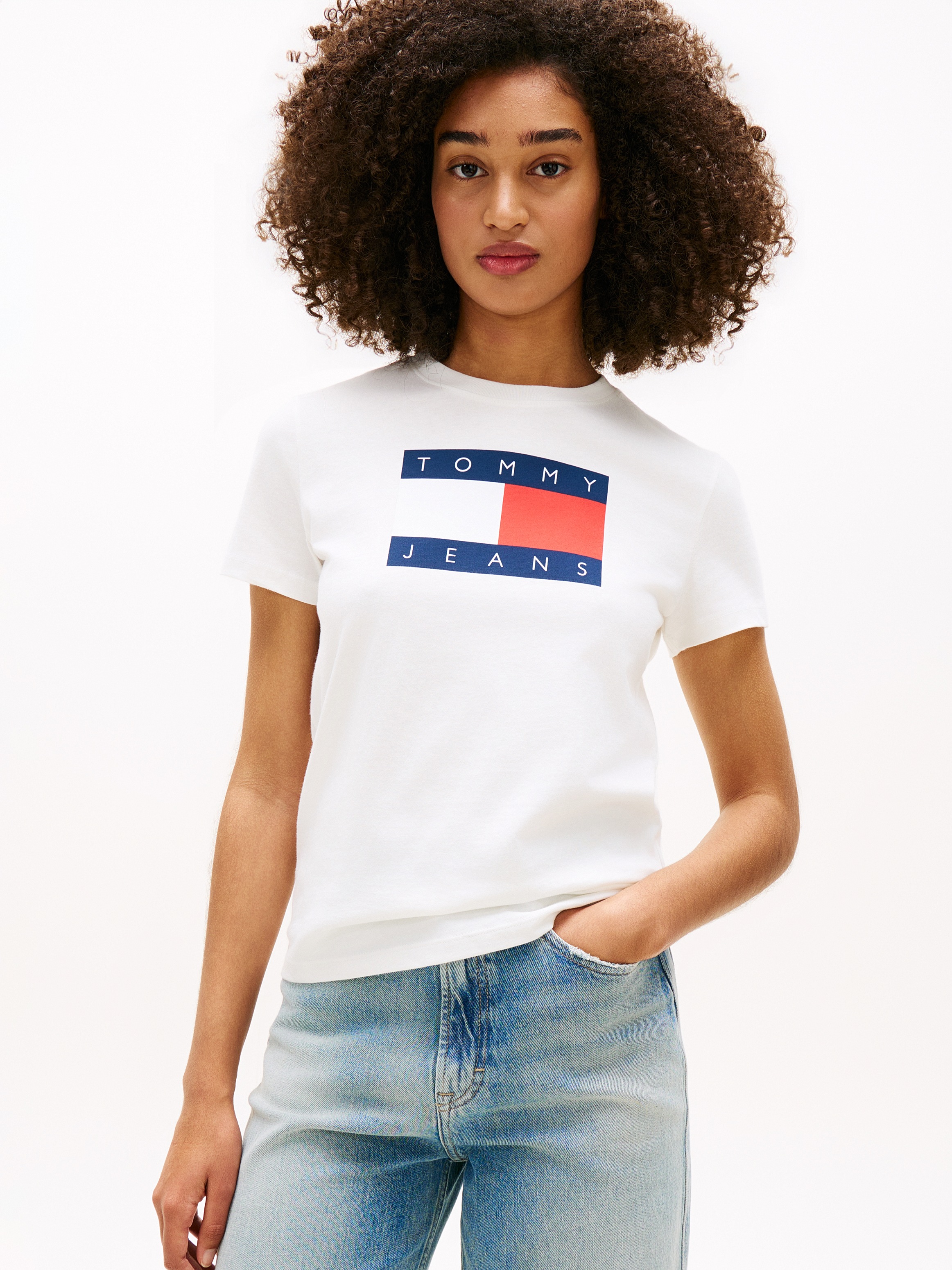 Tommy Jeans Kurzarmshirt »TJW REG TJ FLAG SS TEE« Baumwolle, Logodruck, regular fit