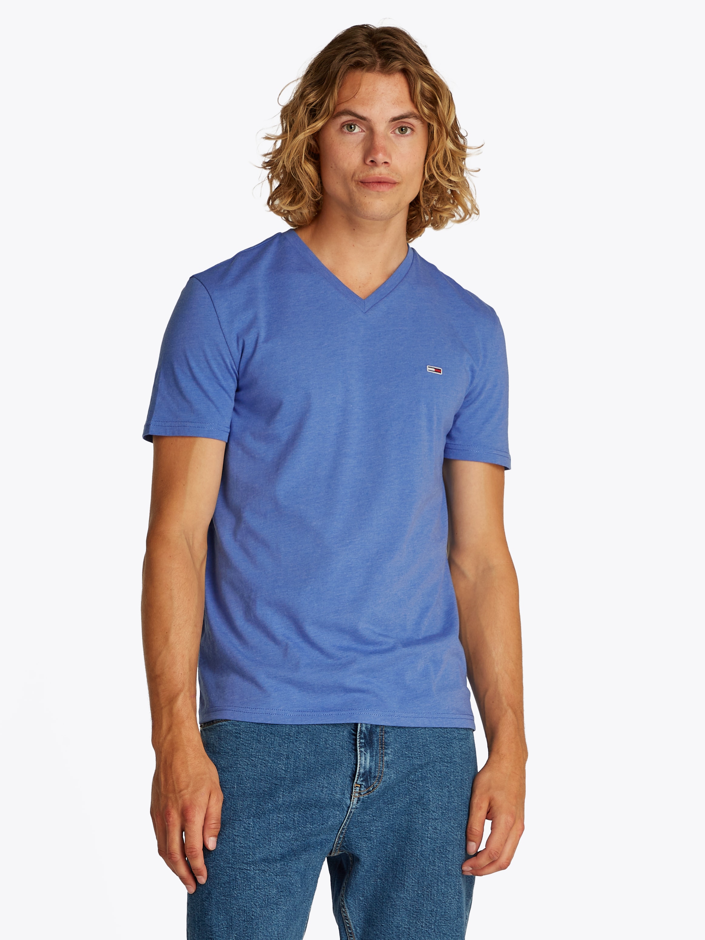 Tommy Jeans T-Shirt "TJM XSLIM JASPE VNECK TEE EXT", in Melange-Optik günstig online kaufen