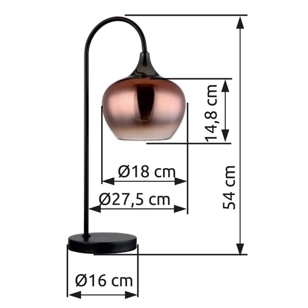 GLOBO LIGHTING Tischleuchte »MAXY«, Leuchtmittel E27 | ohne Leuchtmittel, Tischlampe/Glas kupferfarben/modern/Wohnzimmer/Schlafzimmer
