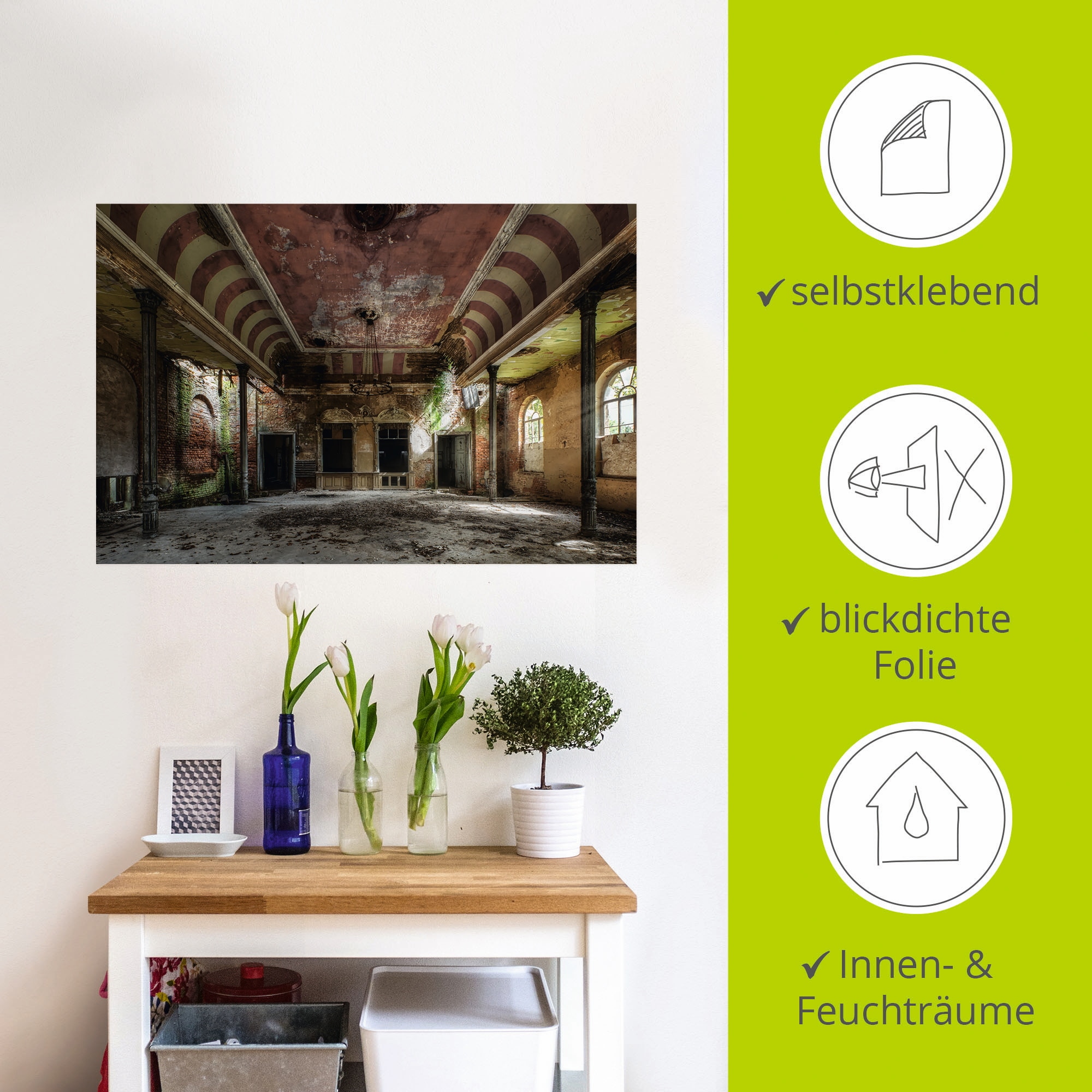 Artland Wandbild »Verlassener Ort - Ballsaal«, Gebäude, (1 St.), als Alubild, Outdoorbild, Leinwandbild, Poster, Wandaufkleber