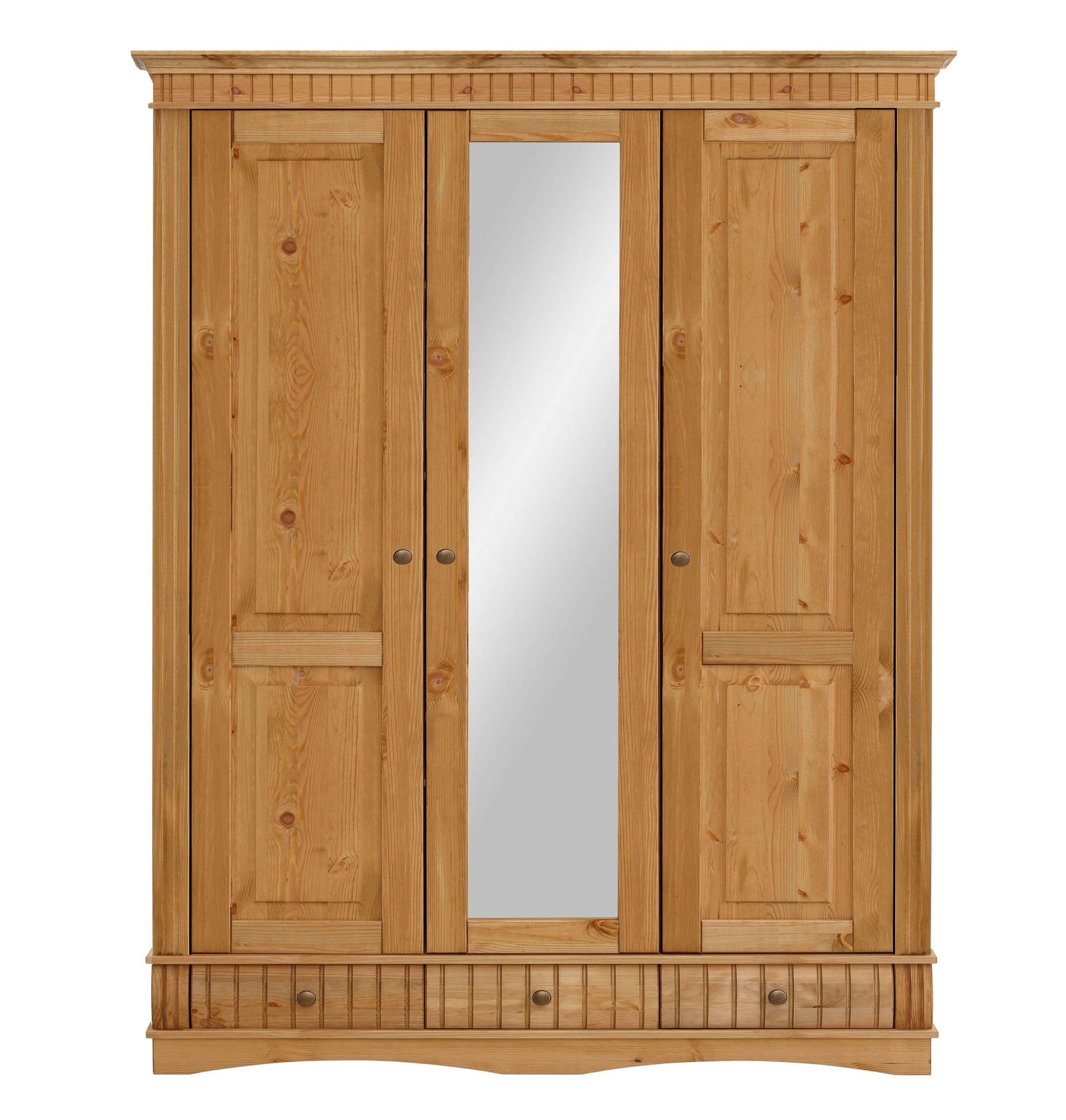 Home affaire Kleiderschrank »Teresa« 3 Türen, aus massiver Kiefer, Breite 152 cm, mit Spiegel, FSC®