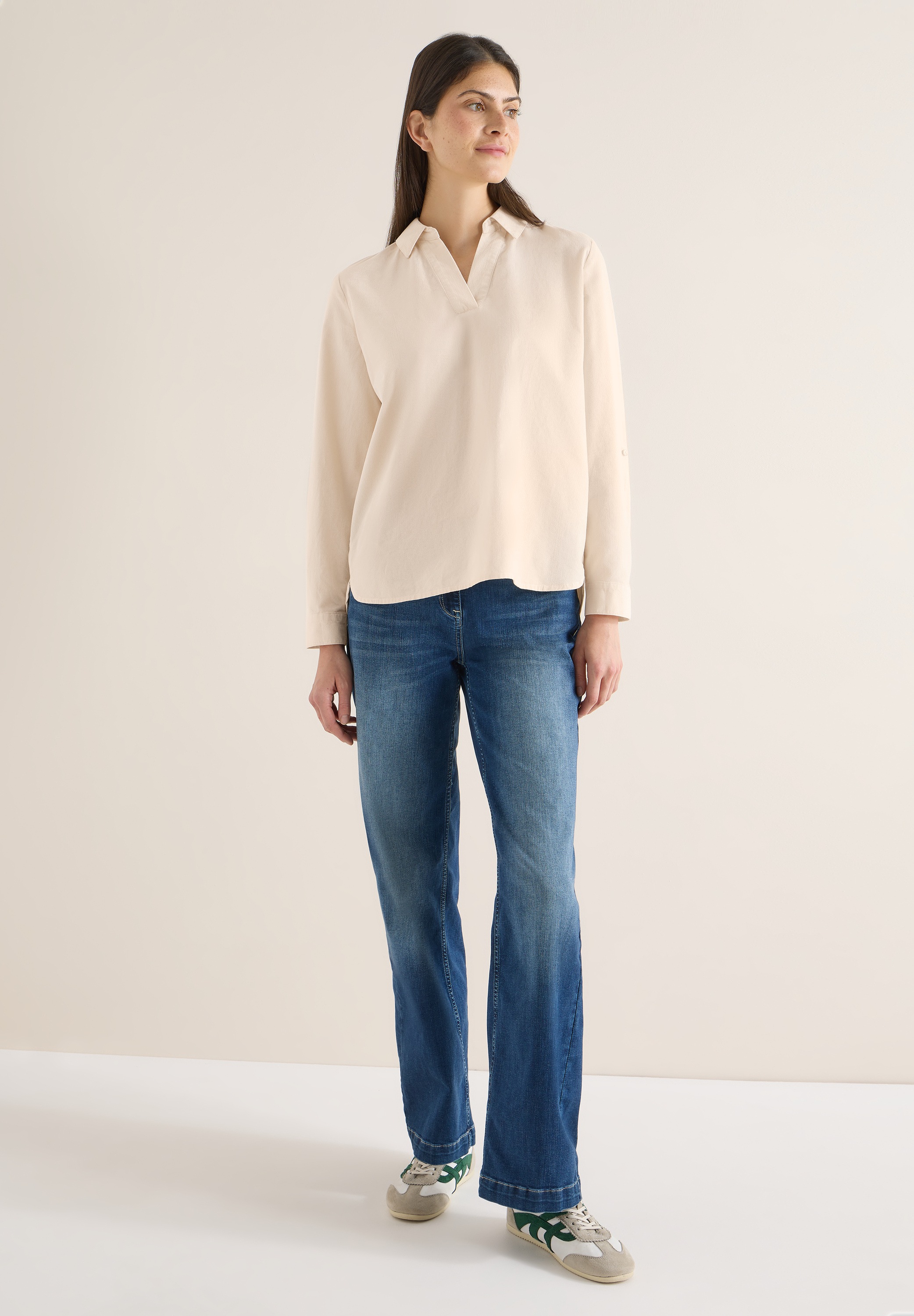CECIL Women's Long Sleeve Blouse Pearl Beige XS 3