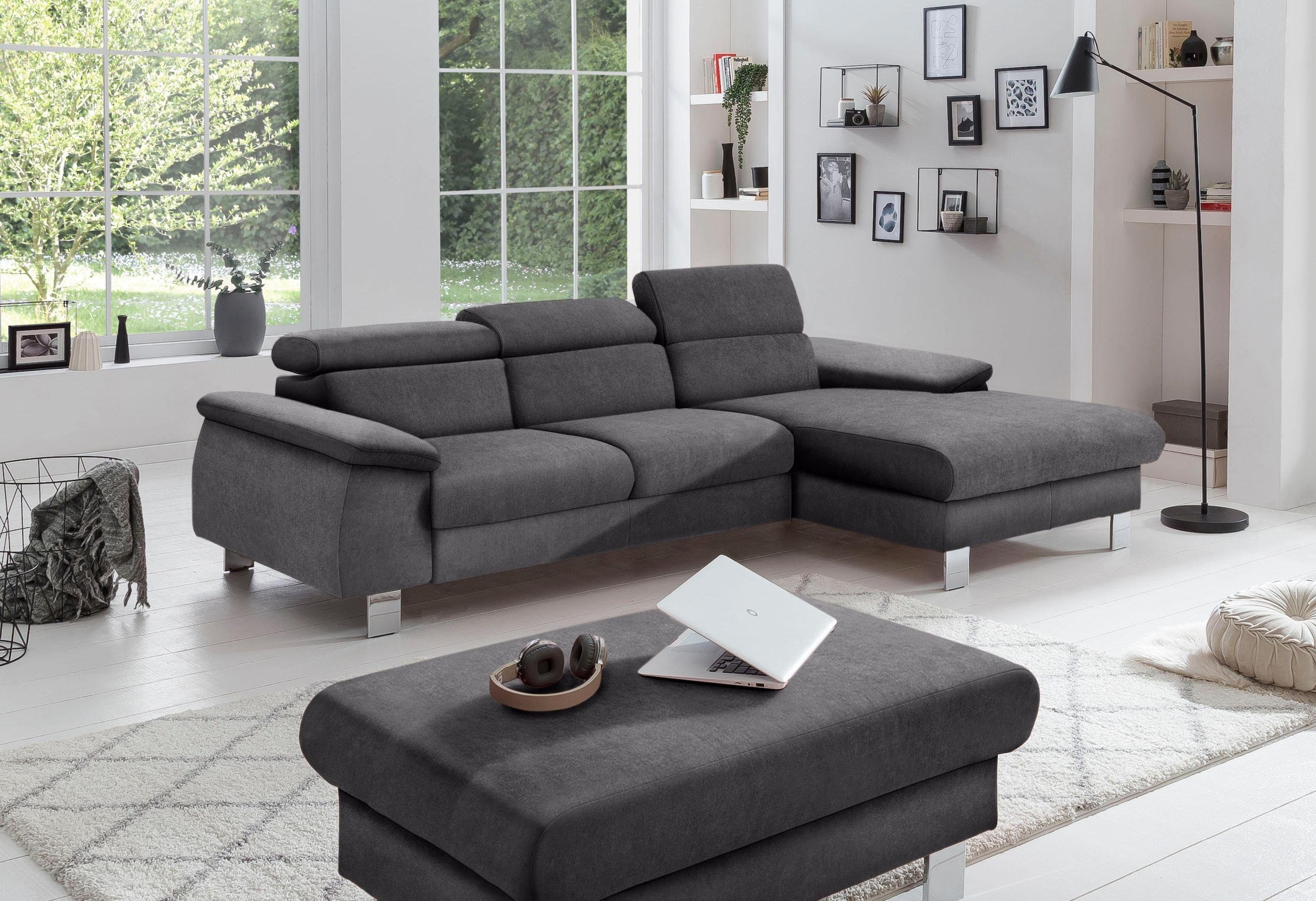 COTTA Ecksofa "Komaris L-Form, B: 244 cm" mit Kopfteilverstellung, optional günstig online kaufen