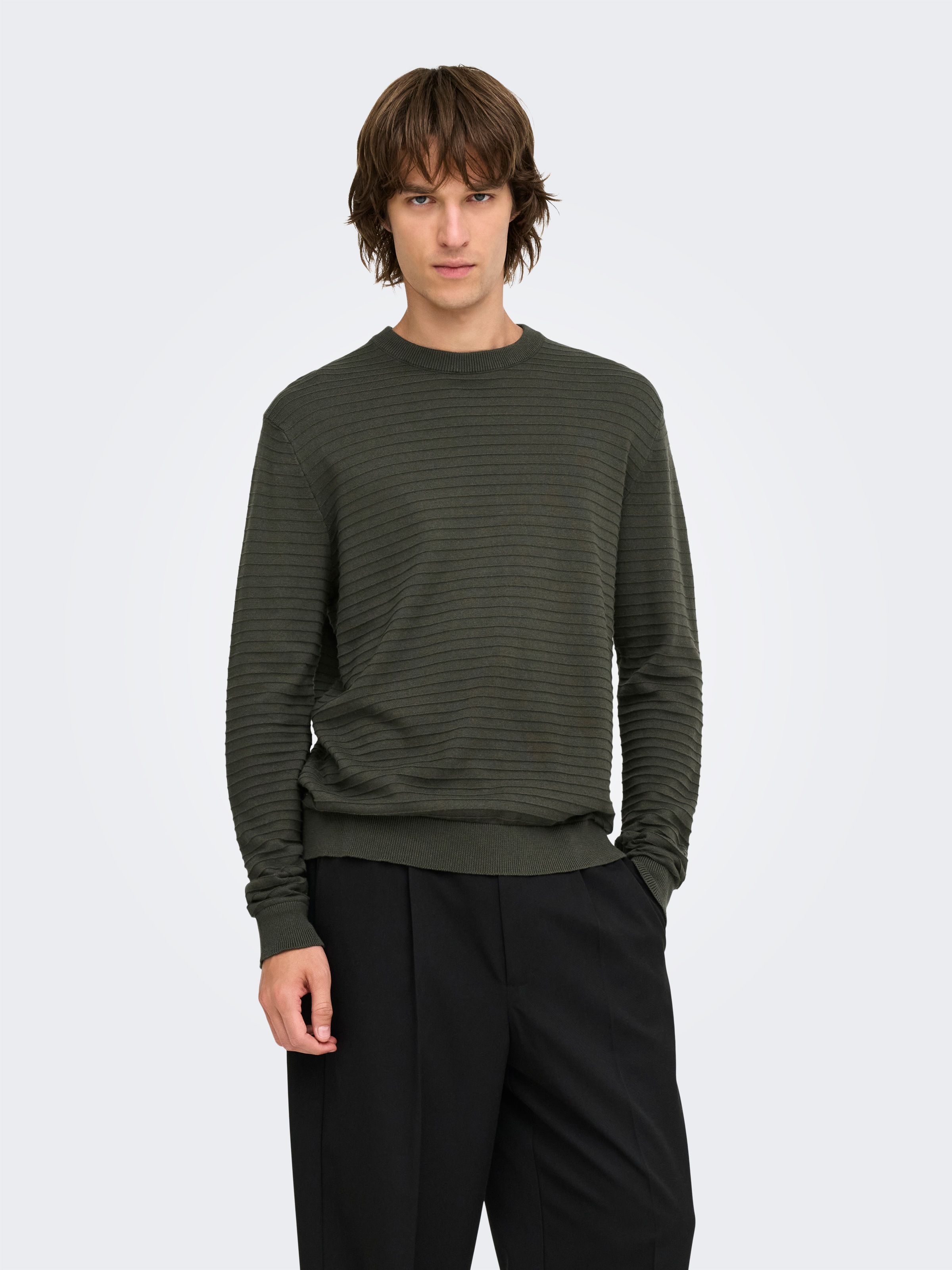 ONLY & SONS Rundhalspullover "ONSSTORM LS CREW KNIT OTL" Baumwolle, regular fit