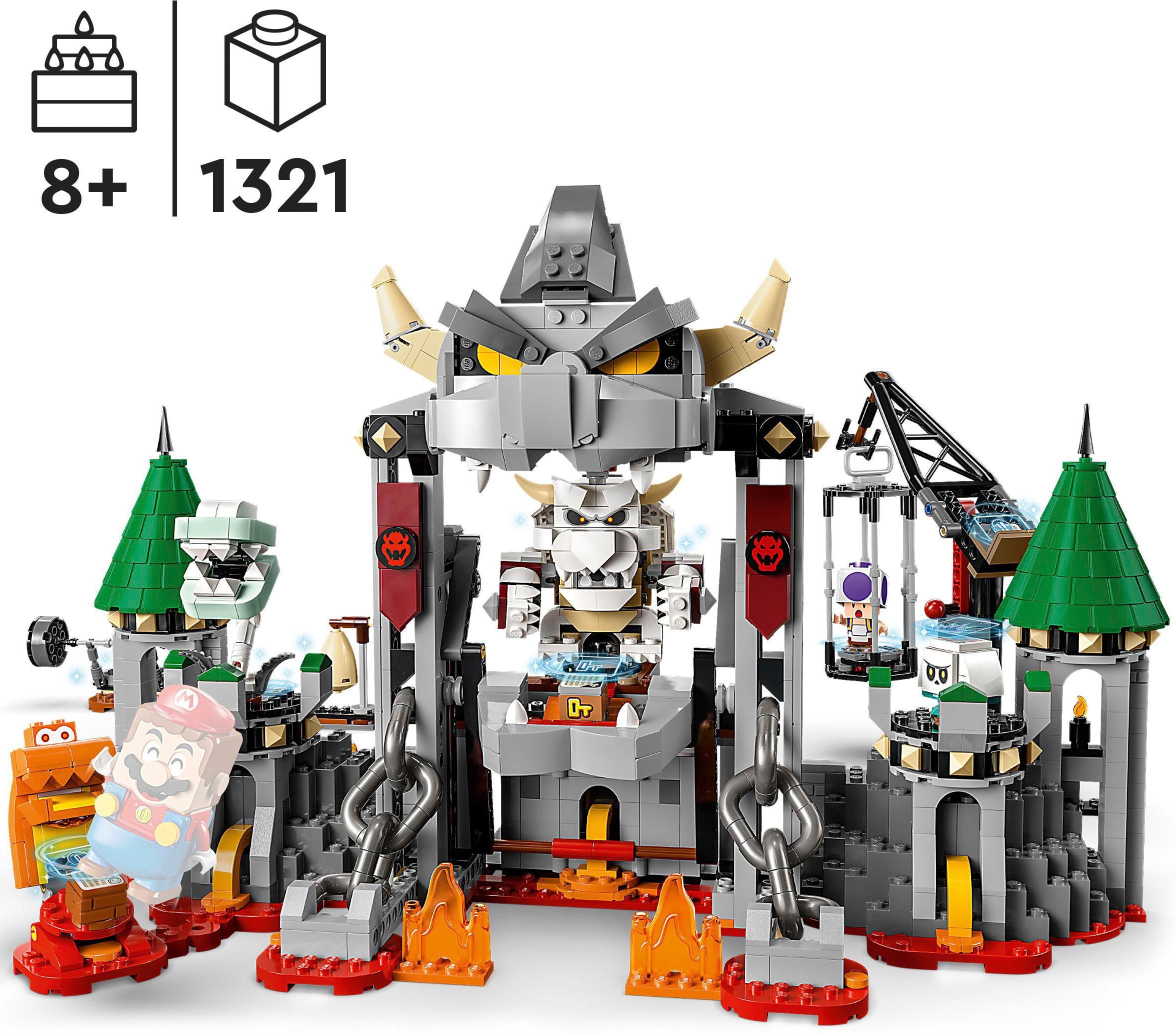 LEGO® Konstruktionsspielsteine »Knochen-Bowsers Festungsschlacht (71423), LEGO® Super Mario«, (1321 St.), Erweiterungsset; Made in Europe