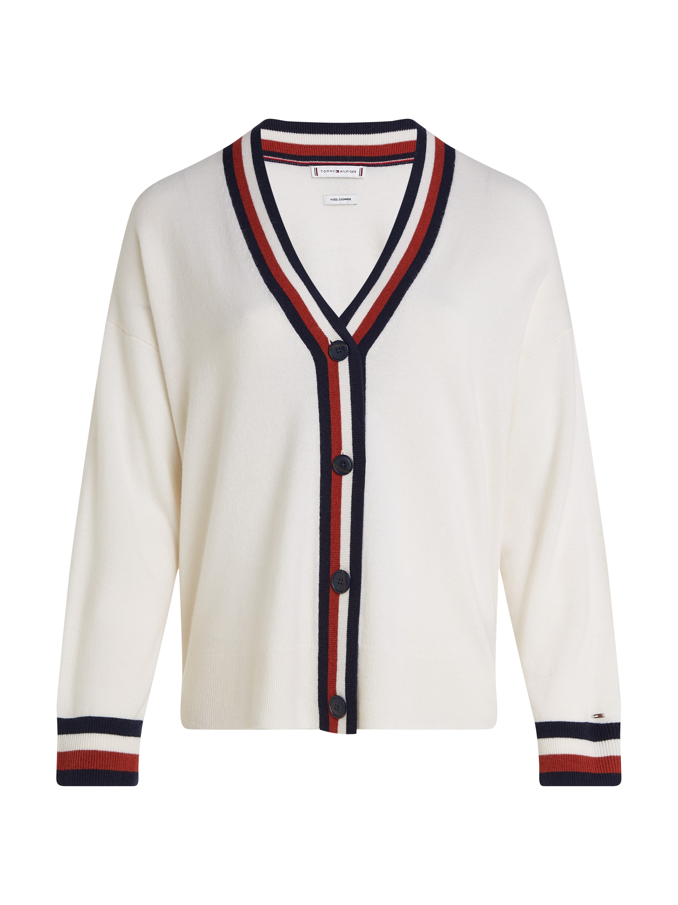 Tommy Hilfiger Curve Strickjacke "CRV GLOBAL STP WOOL CASH CARDI", Große Gr günstig online kaufen