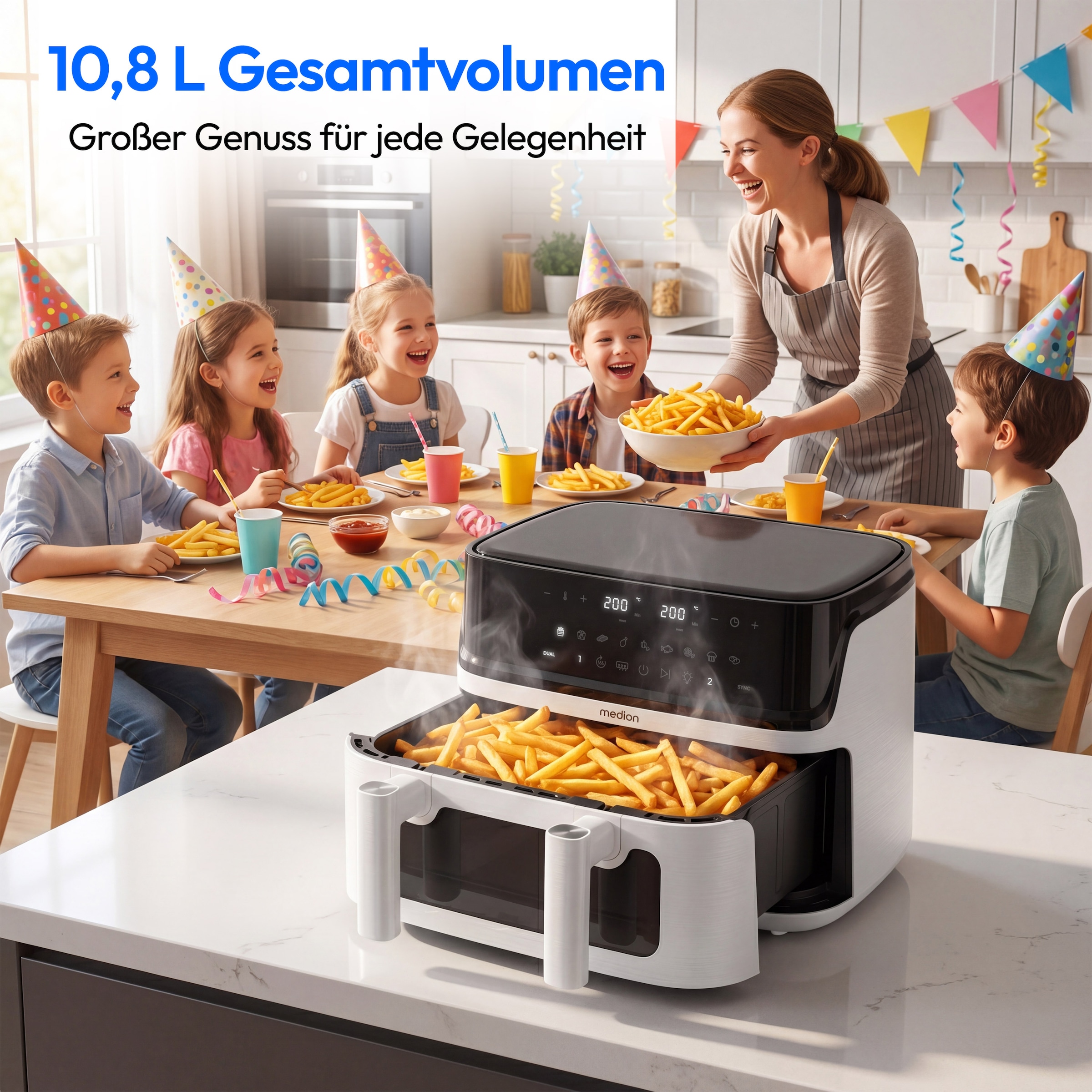 Medion® Heißluftfritteuse »MD 100057« 3040 W Volumen (gesamt): 10,8 L