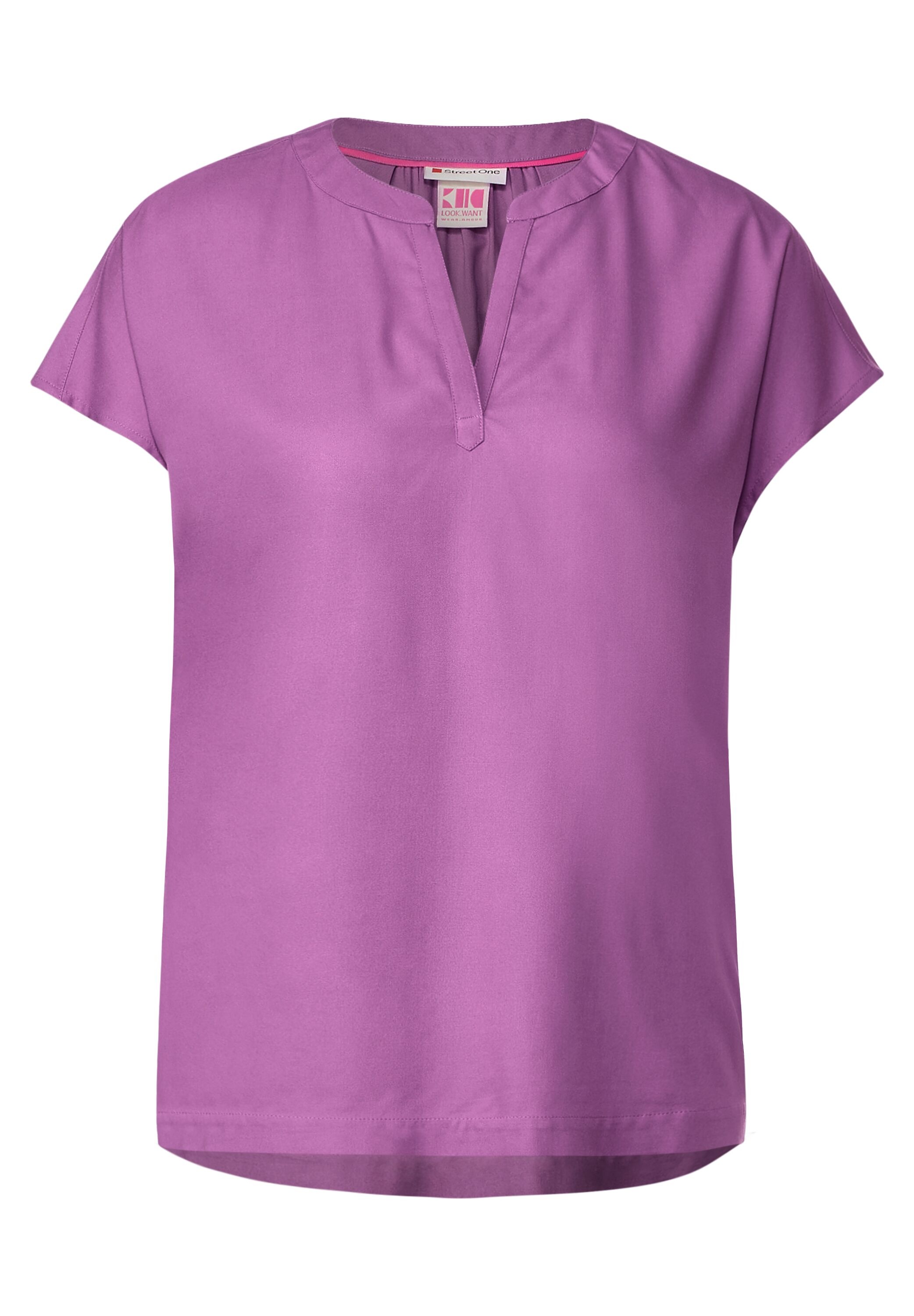 STREET ONE Shirtbluse, mit geschlitztem Rundhalsausschnitt