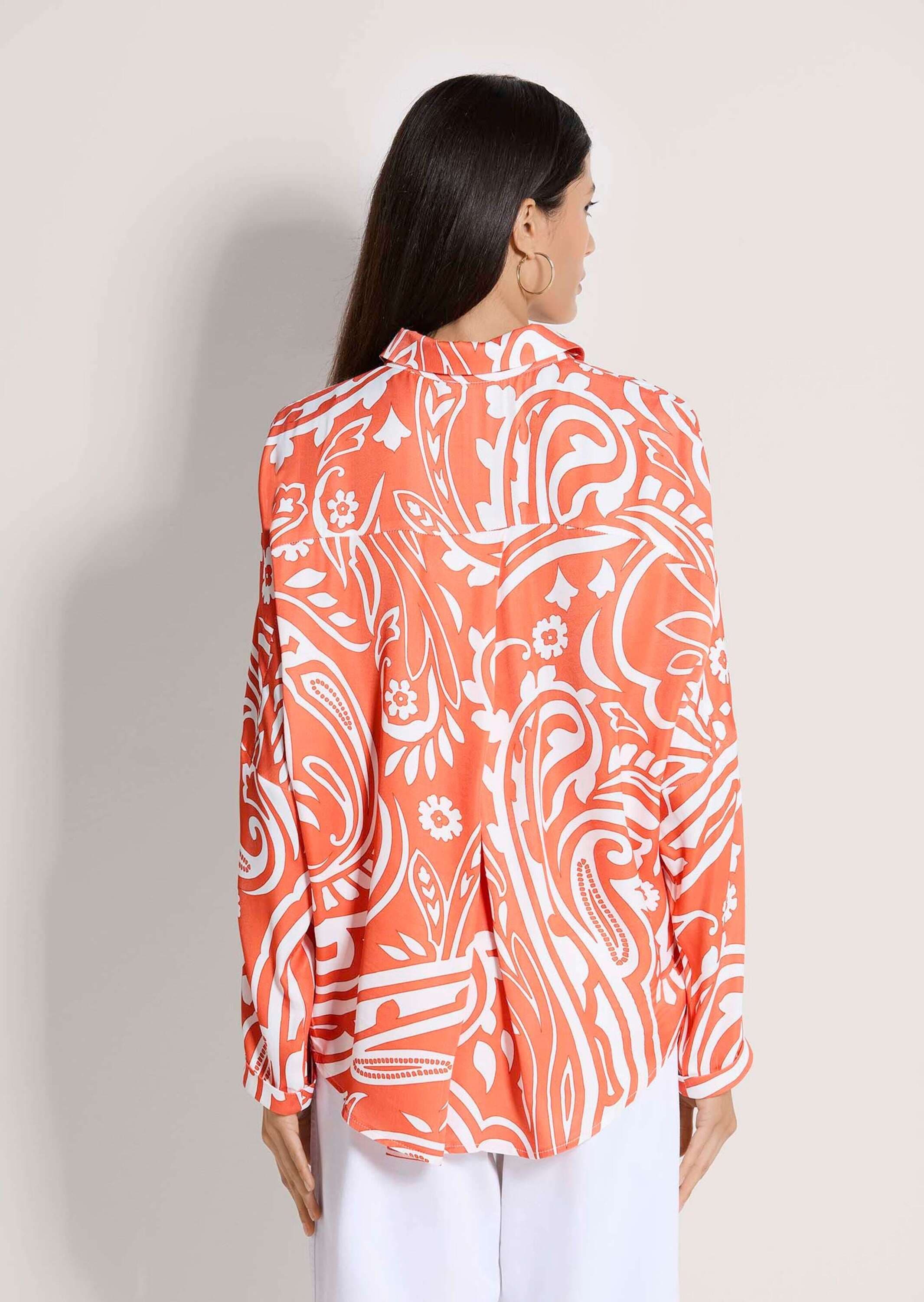 MADELEINE Langarmbluse »Hemdbluse Blusenshirt mit organischem Muster« Kimonoform