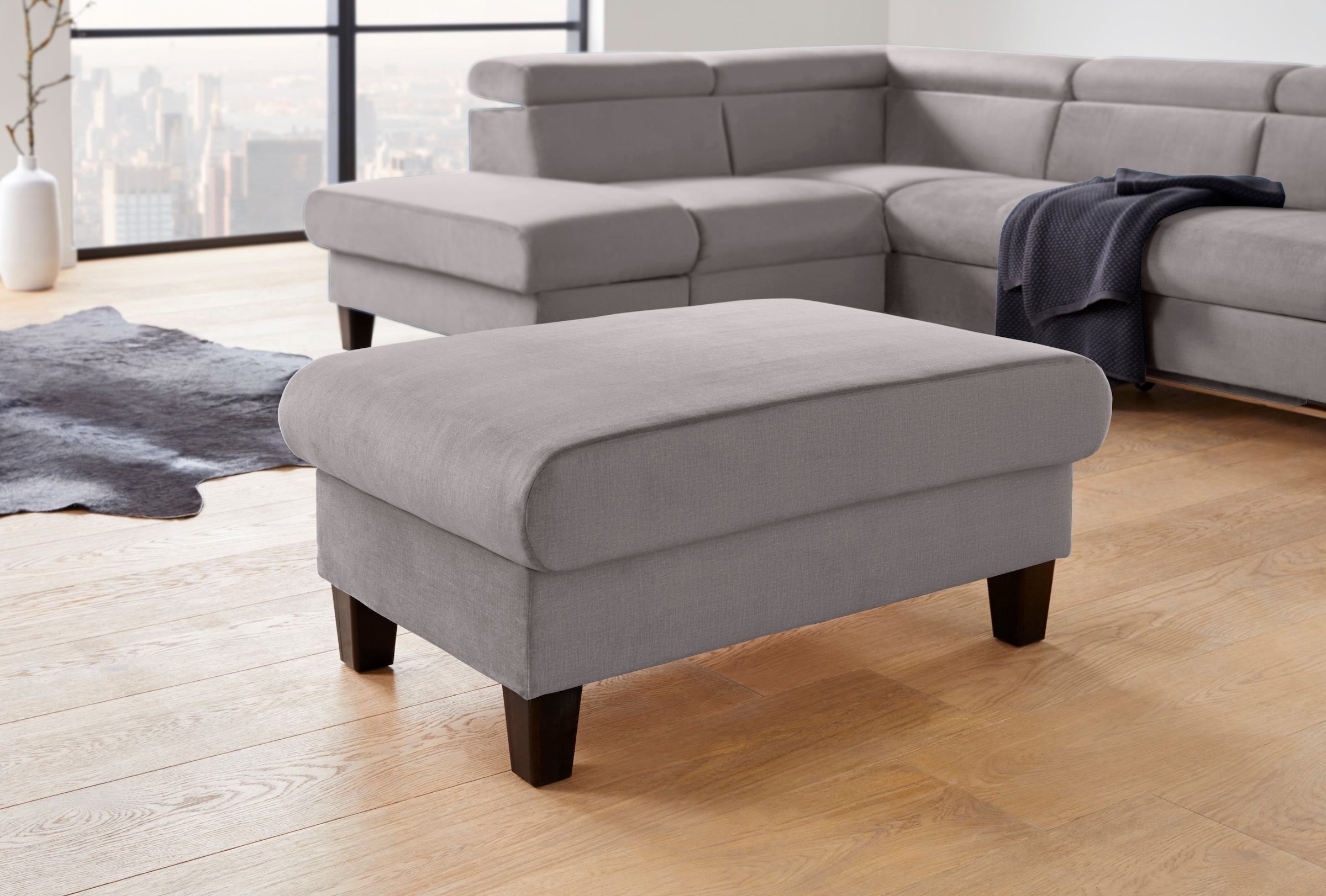 COTTA Polstergarnitur »Morven L-Form« Set,  Set bestehend aus: Ecksofa mit Kopfteilverstellung & Hocker