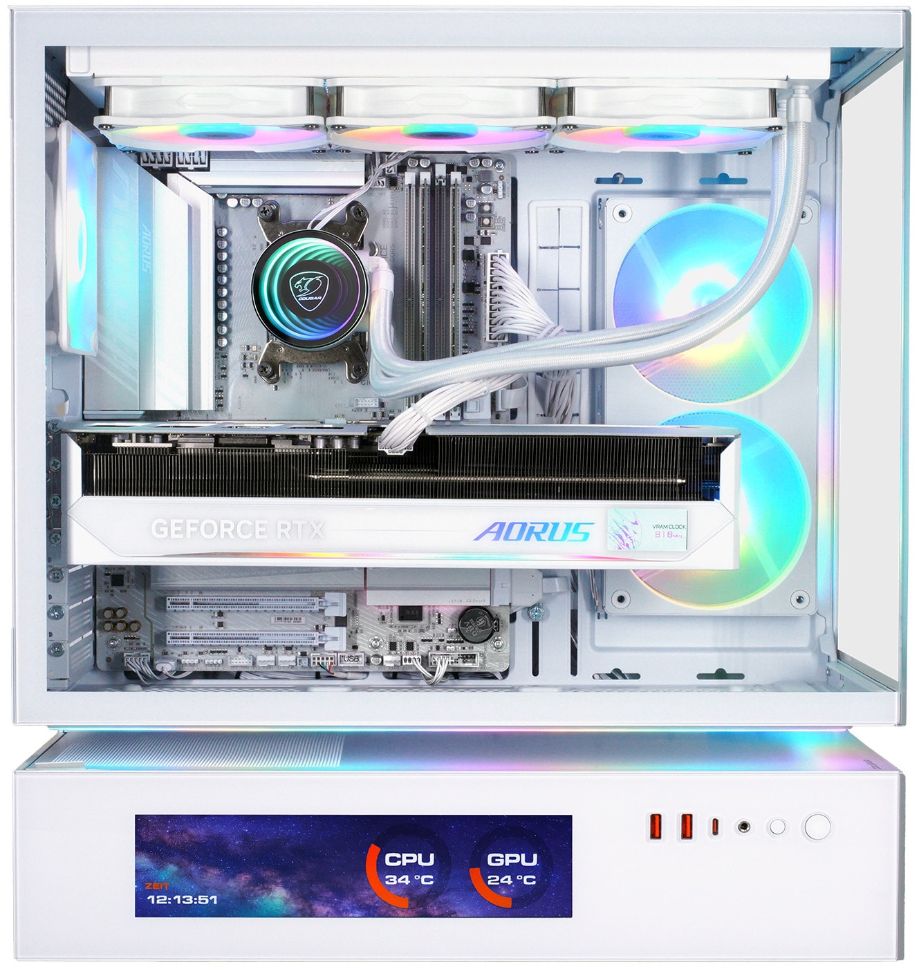 Cougar Gaming-PC »CFV235 Vision WT 8128 AMD Ryzen 9 9950X3D 32GB DDR5 2TB SSD RTX 5090« Windows 11, DDR5 RAM, Wasserkühlung