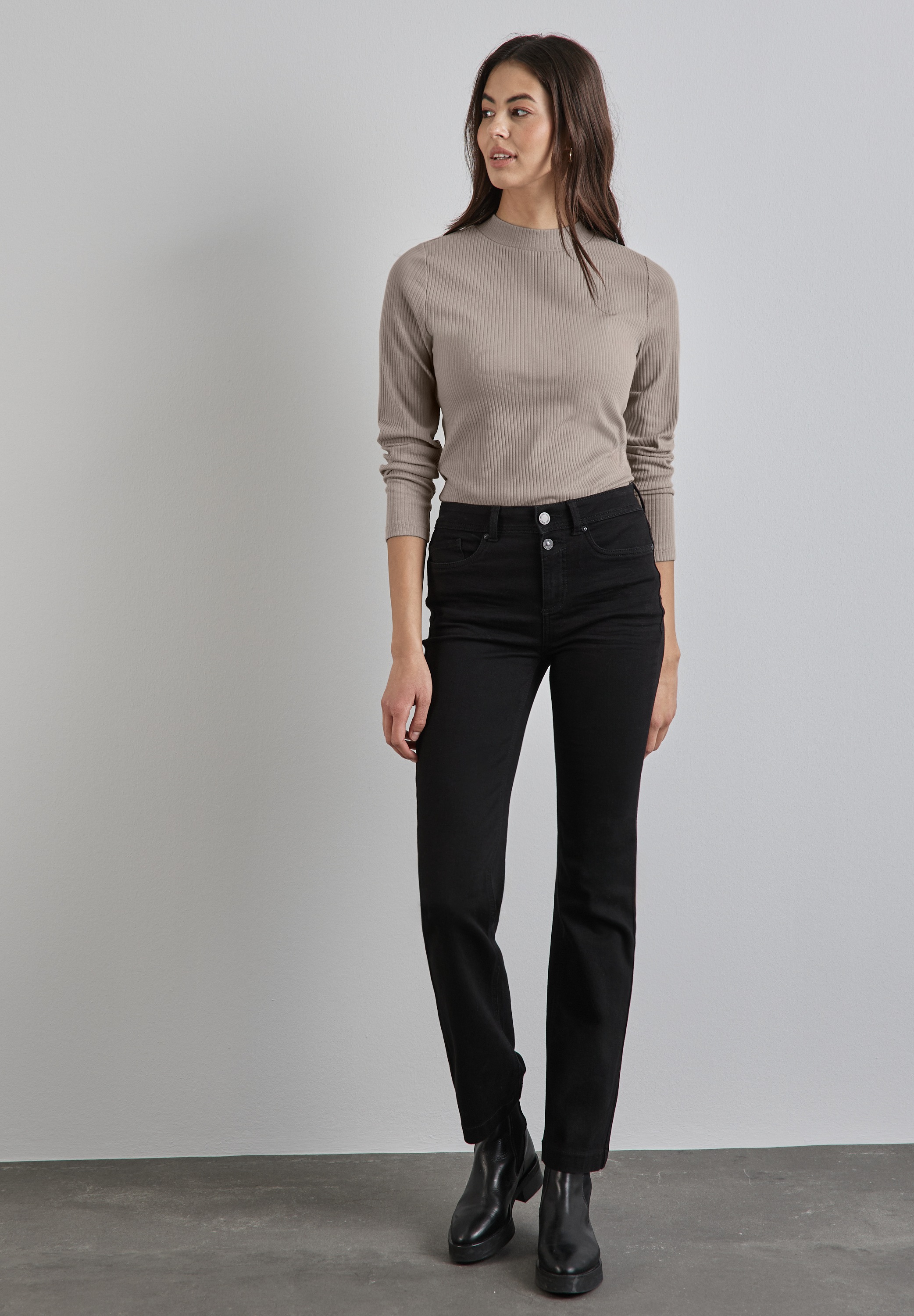 Thumbnail - STREET ONE Langarmshirt, aus Baumwolle mit Stretchante
