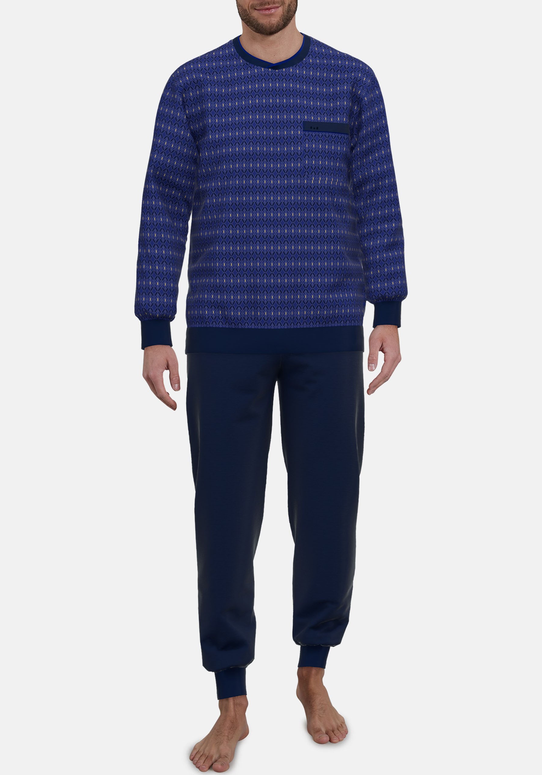 Thumbnail - GÖTZBURG Pyjama 2 tlg. kühlender Effekt, Rundhalsausschnitt, Langarm, lange Hose, Baumwollmix