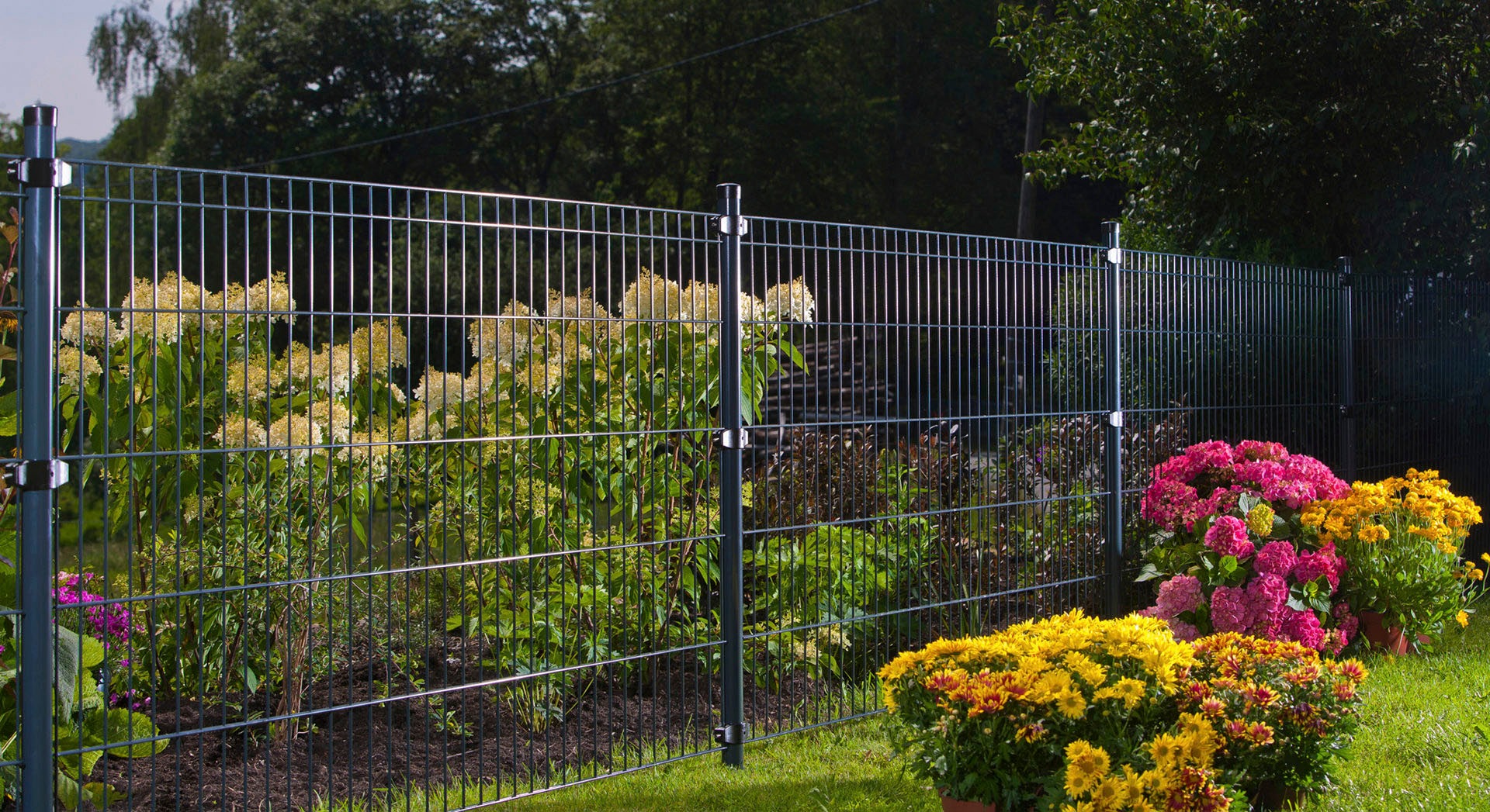 KRAUS Doppelstabmattenzaun »Dino-Pro DS-60x40«, anthrazit, 120 cm hoch, 5 Elemente für 10 m, 6 Pfosten