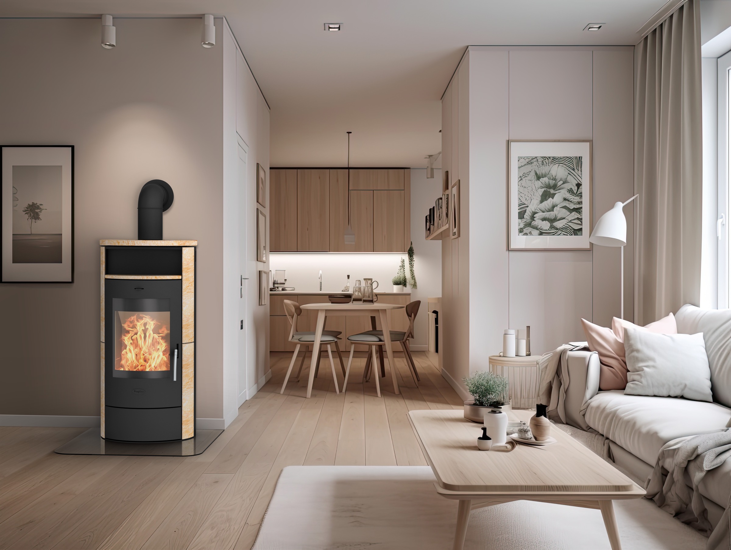 Fireplace Kaminofen »Heathus Piacenza Sandstein« Warmhaltefach