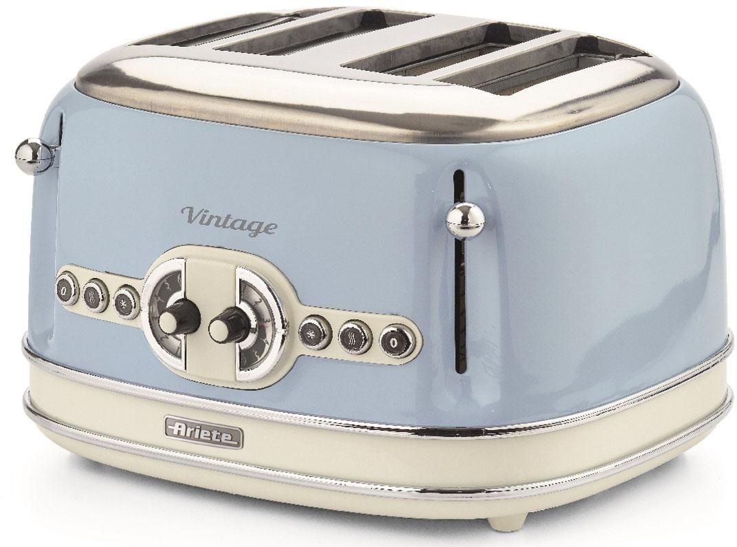 Ariete Toaster "Vintage", 4 kurze Schlitze, für 4 Scheiben, 1630 W, blau