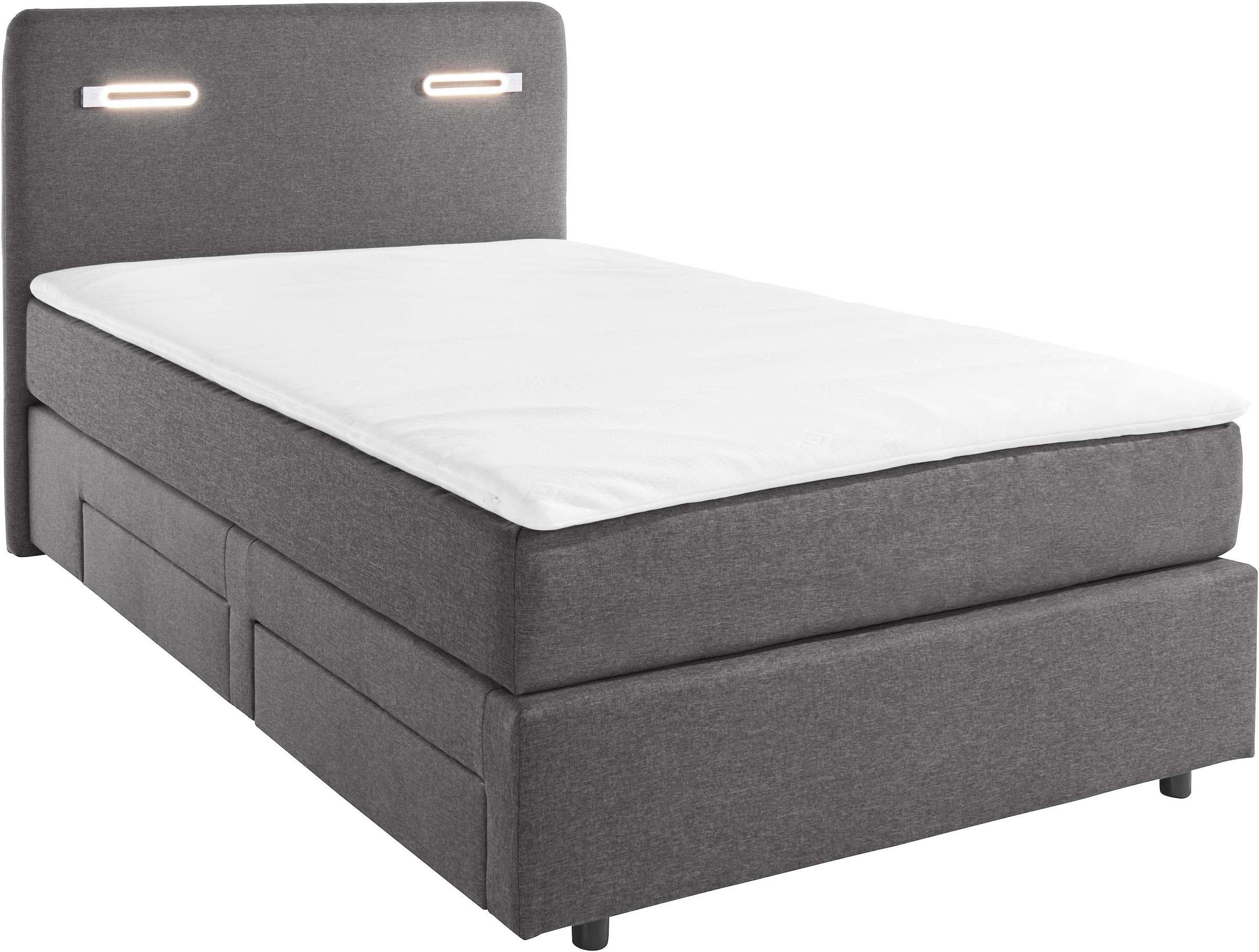 INOSIGN Boxbett »Luan«, Schubkästen, LED-Beleuchtung und Topper, in Breite 120 cm und 180 cm