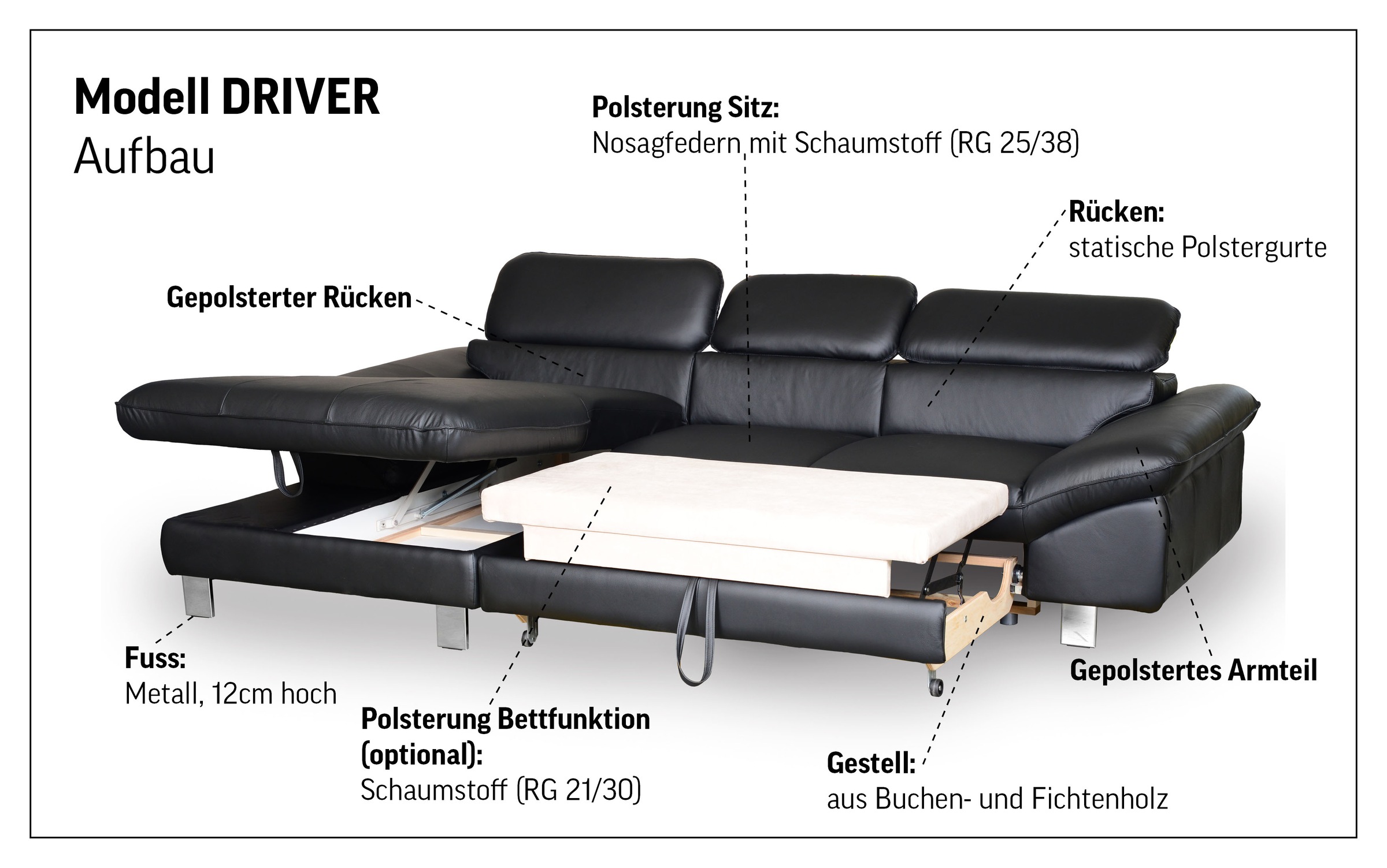 Thumbnail - COTTA Ecksofa "Driver L-Form" mit Kopfteilverstellung, wahlweise mit Bettfunktion & Bettkasten