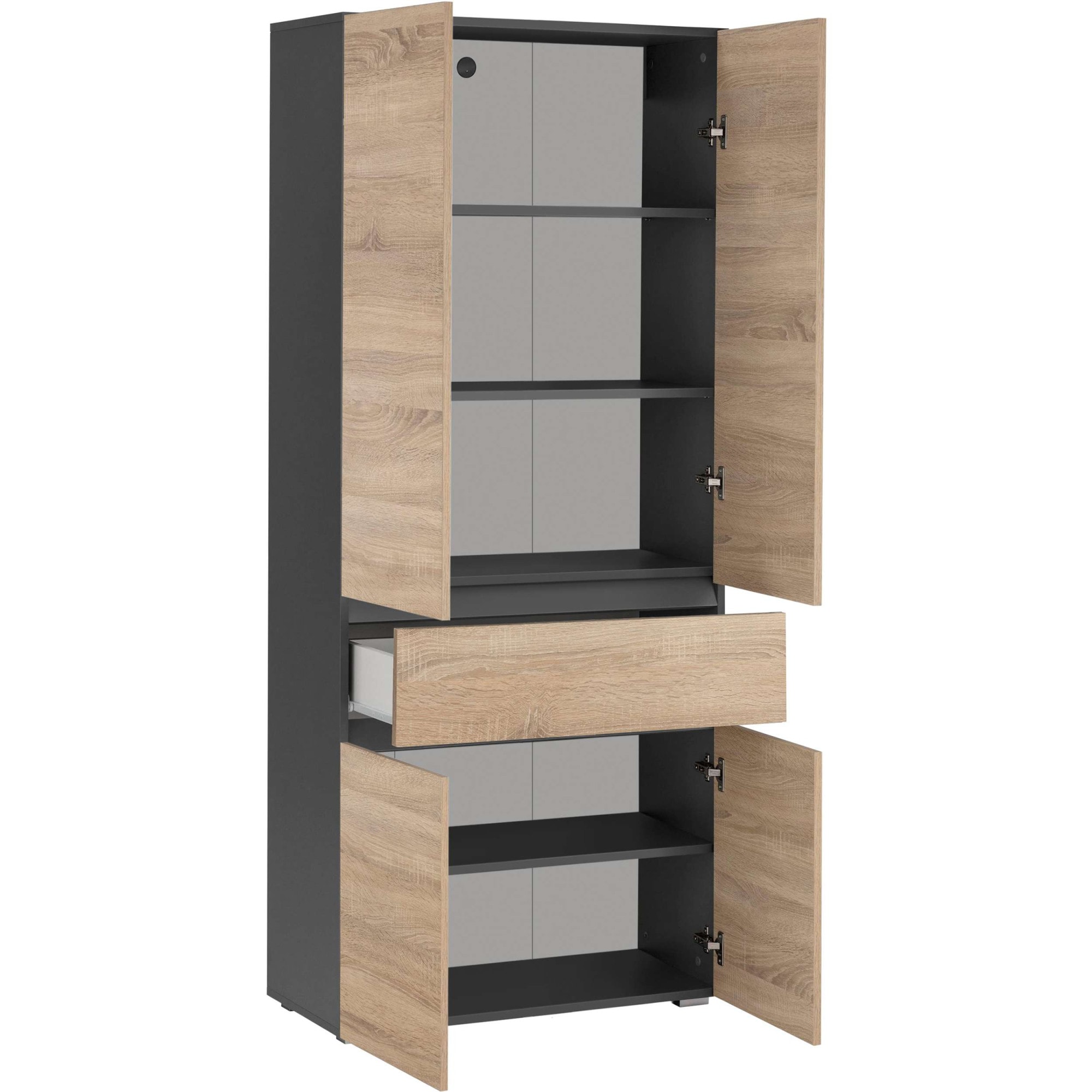 Home affaire Hochschrank »Wisla«, mit 4 Türen & 1 Schublade, Breite 76 cm, Höhe 180 cm
