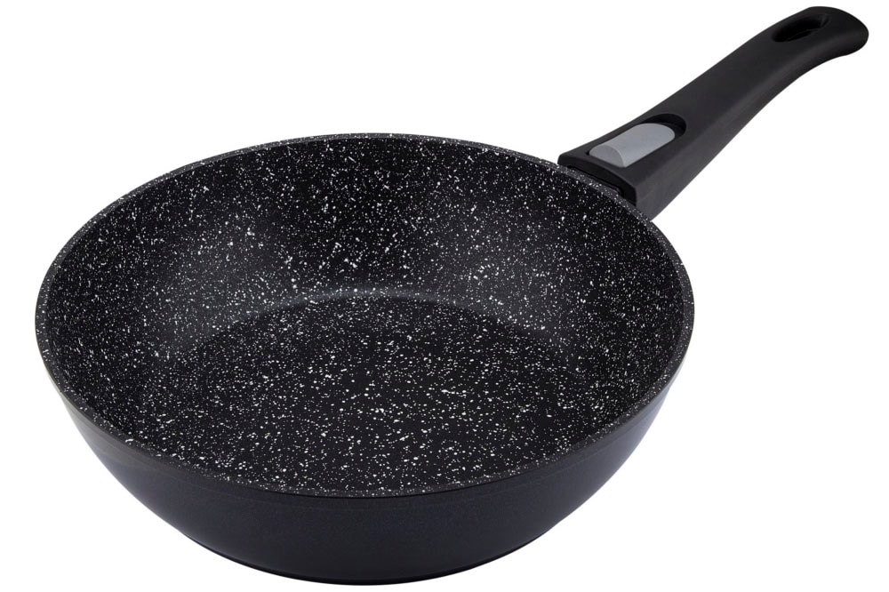 RESTO Kitchenware Bratpfanne "Aries, tiefe Wokpfanne mit vierschichtiger Marmor-Antihaftbeschichtung" Aluminium 1 Stk. tlg. mit einem abnehmbaren Griff - backofenfest, spülmaschinenfest